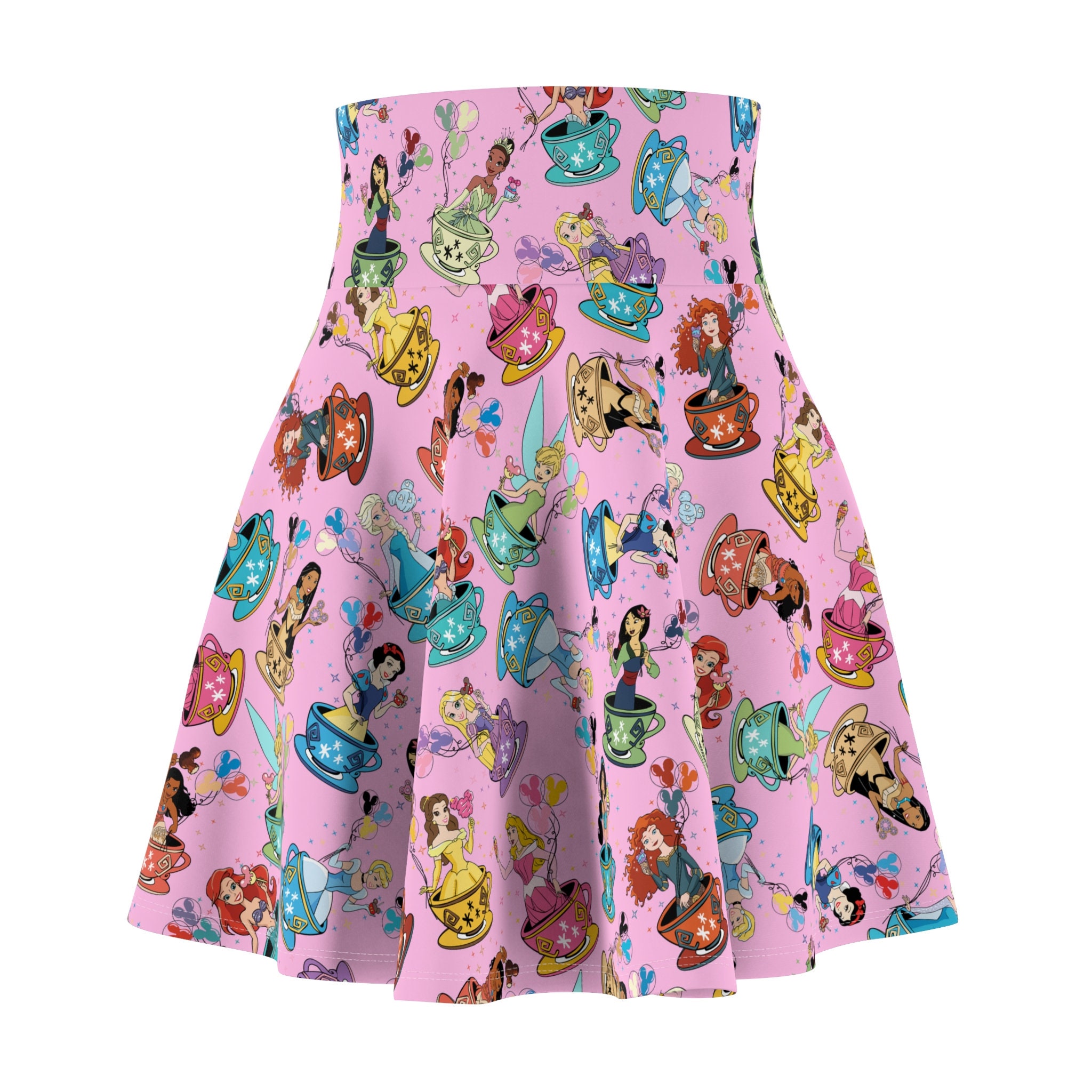 Princess Pink Teacups Women's Skater Skirt