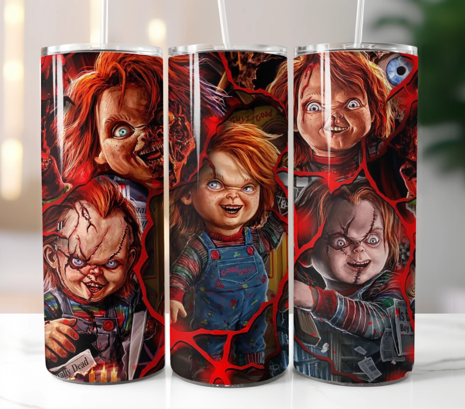 Chucky Tumbler Stainless Steel Straw Insulated Cup Mug