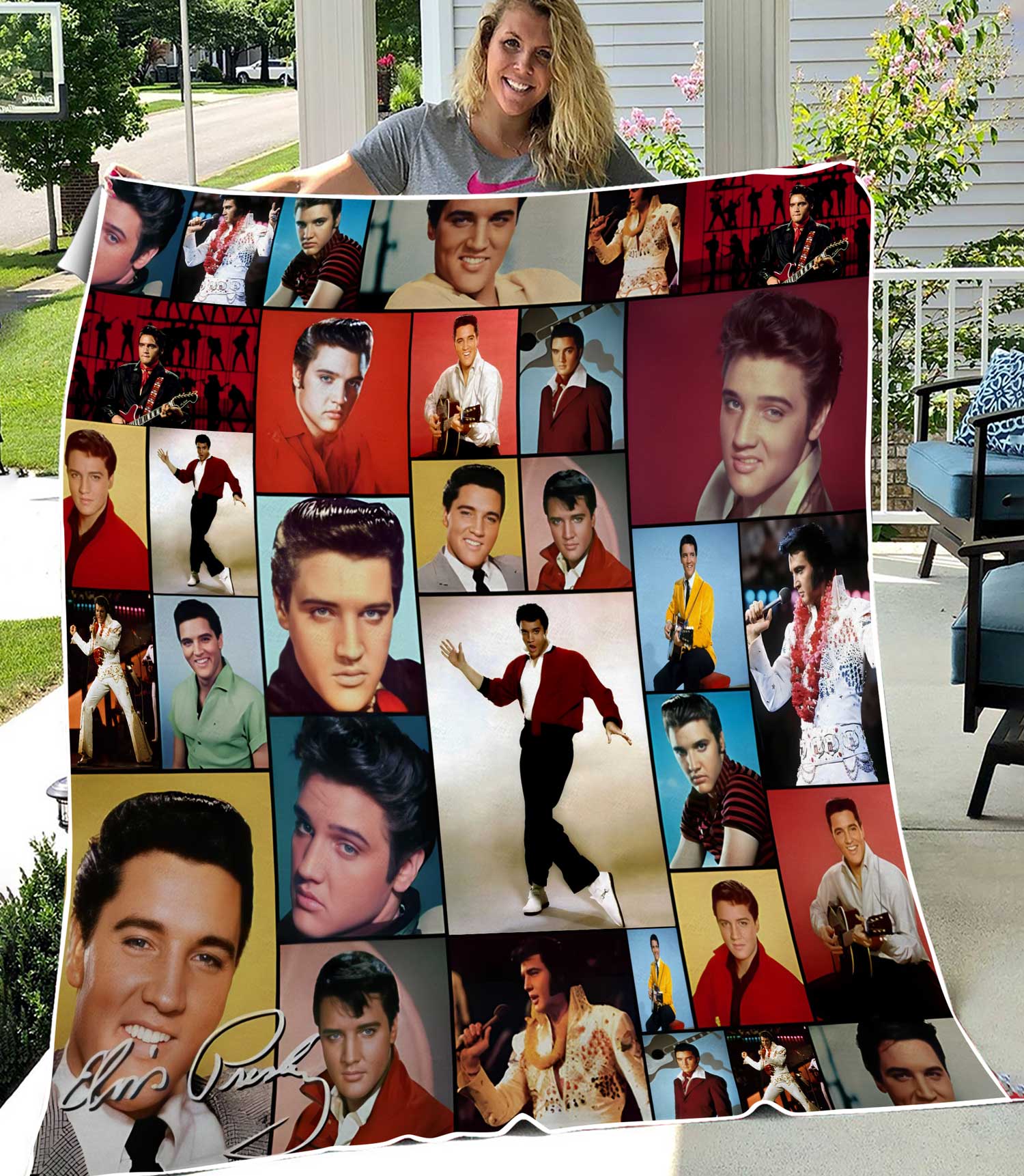 Coloured Elvis Celebrity Montage Fleece Blanket