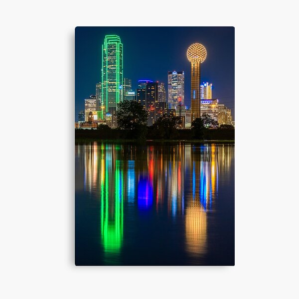 Dallas Skyline Reflection in Trinity Canvas