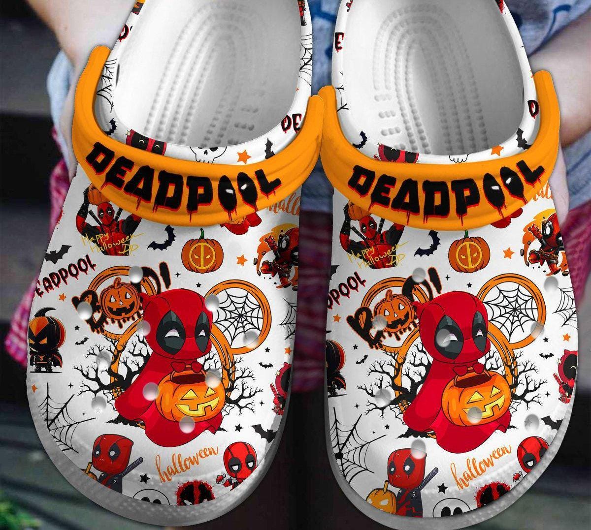 Deadpool Halloween Clogs, Deadpool Shoes, Kid/Adult Sandals Slippers, Custom Shoes