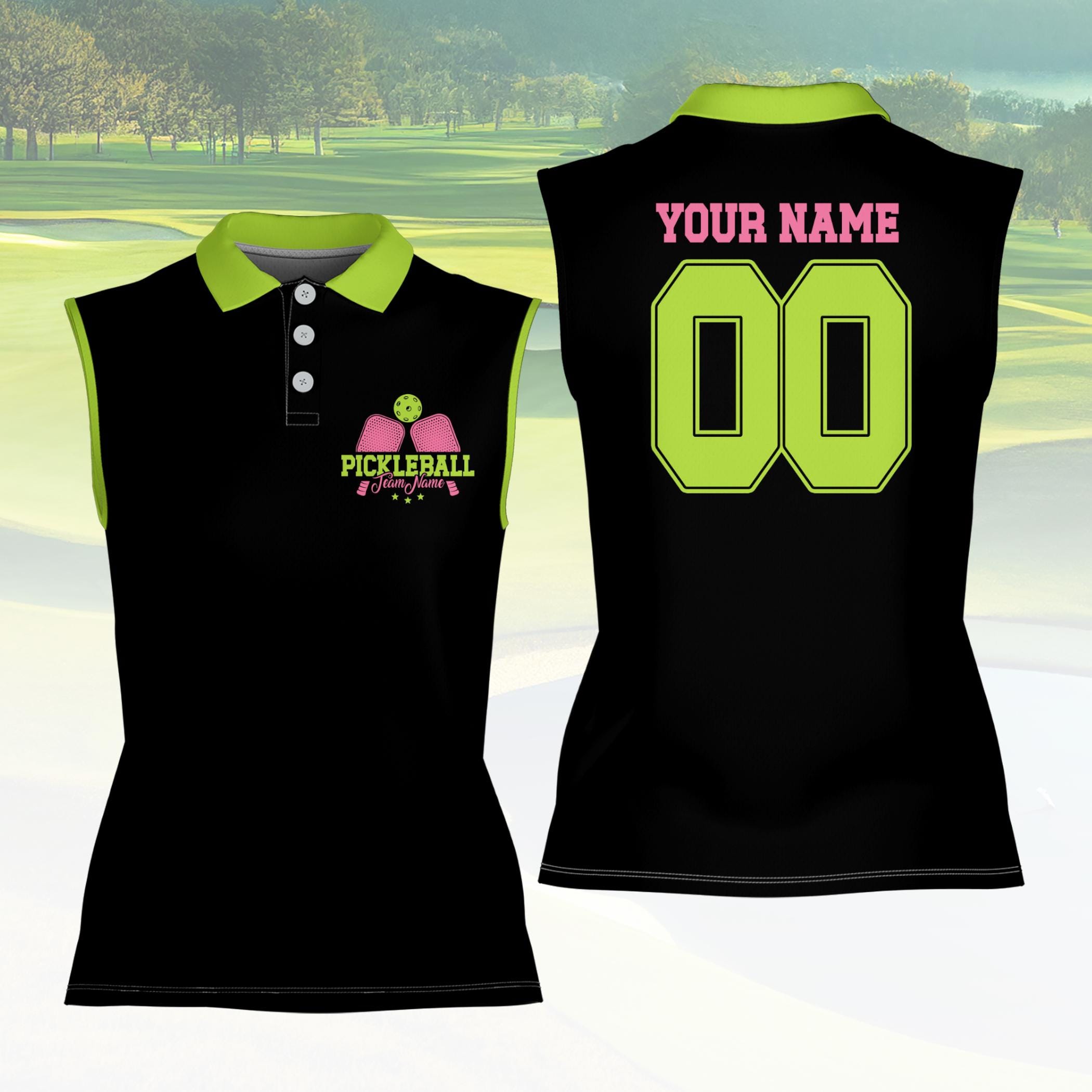 Women’s Sleeveless Polo Shirt for Pickleball – Custom Name, Team Matching, Sports Lover