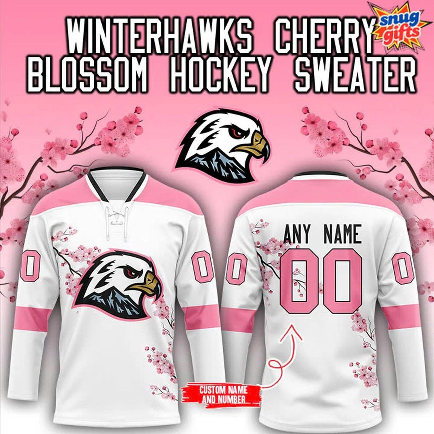 Personalized Portland Winterhawks x Cherry Blossom 2025 Hockey Shirt Fan Gear