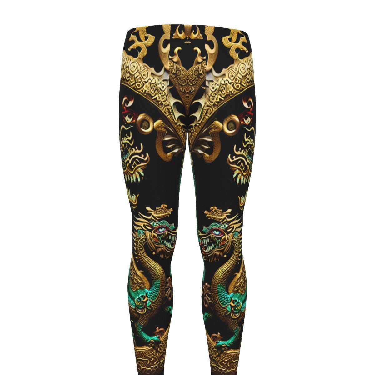 Gold Dragon Men's Leggings for Martial Arts and Fitness