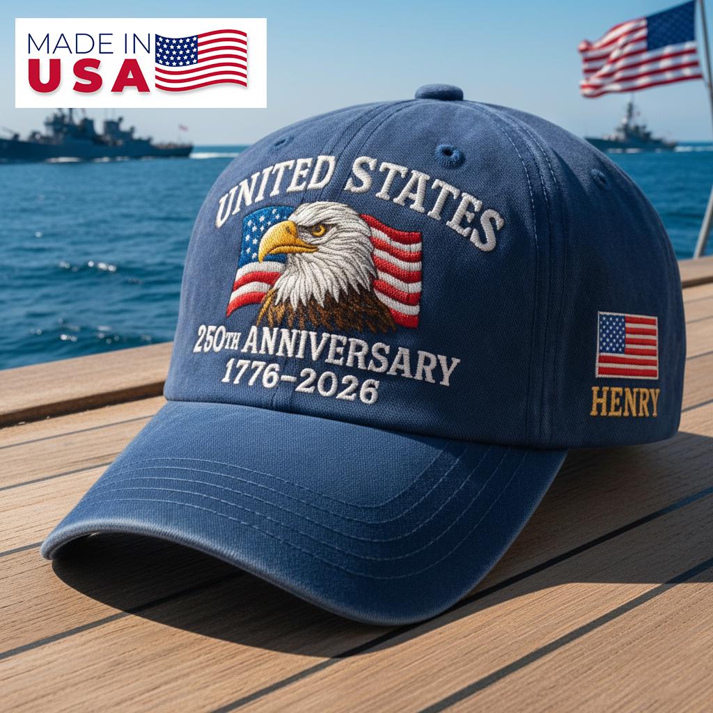 Custom Name United States 250th Anniversary 17762026 Eagle Embroidered Hat Patriotic Personalized Cap Made in USA Gift