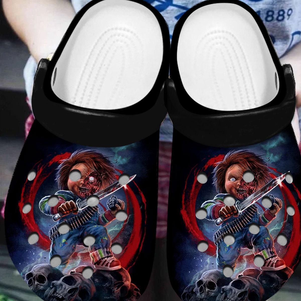 Chucky Doll Halloween Casual Clogs, Horror Character Sneakers, Childs Play Chucky Cosplay Halloween, Spooky Movie Sandals