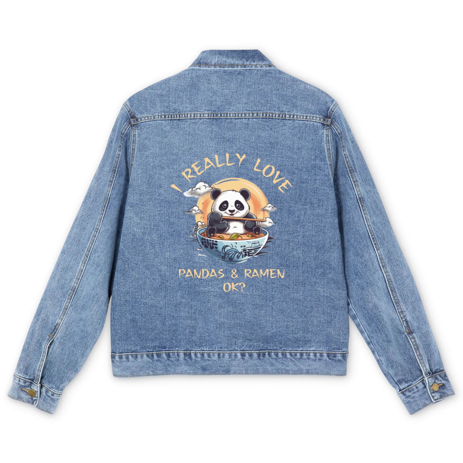 Kawaii Anime Panda Otaku Japanese Ramen Noodles Men's Denim Jackets