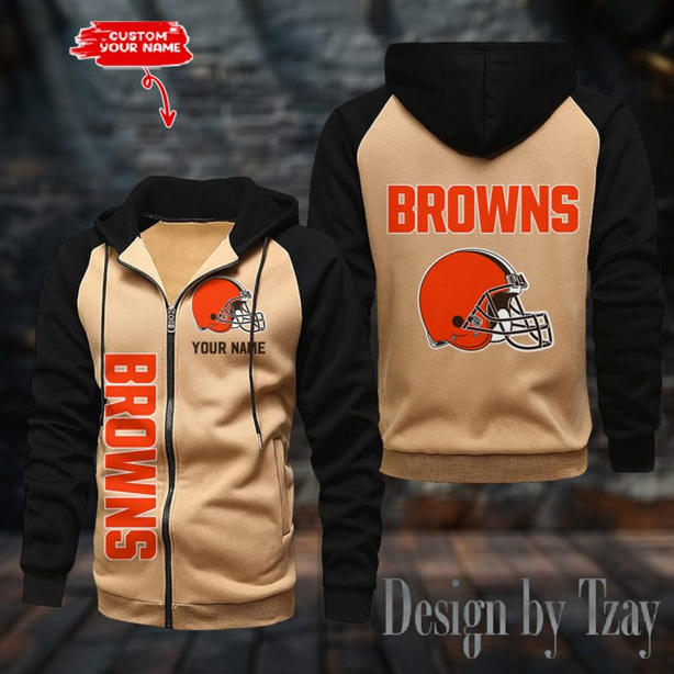 Cleveland Browns Raglan Zip Hoodie, Football Lover Gift, Game Day