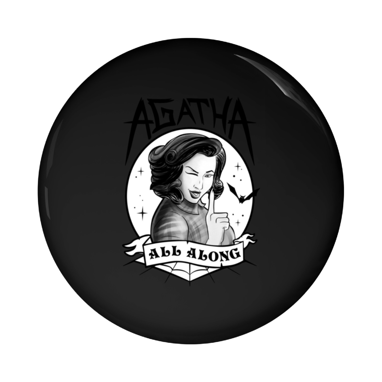 all along agatha original merch Pin Buttons