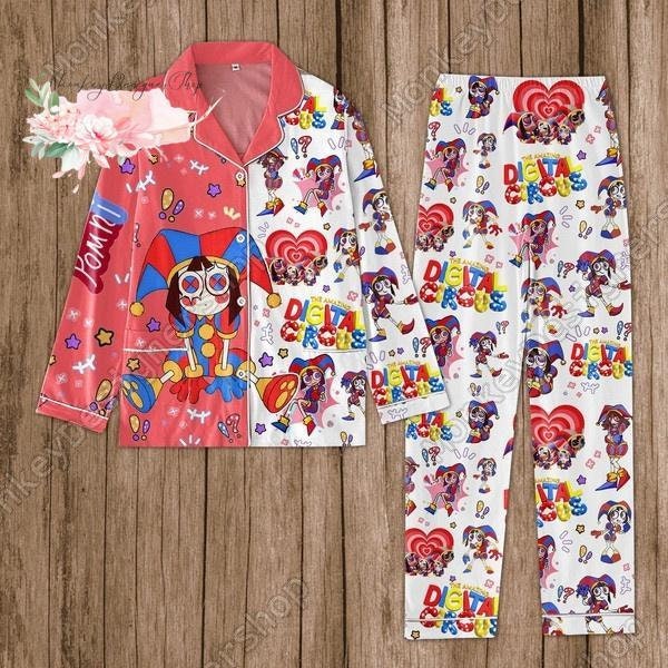 The Amazing Digital Circus Pajamas Set, Digital Circus Pj Set, Circus Characters Pomni And Friends Pajamas Pants, Amazing Circus Pjs