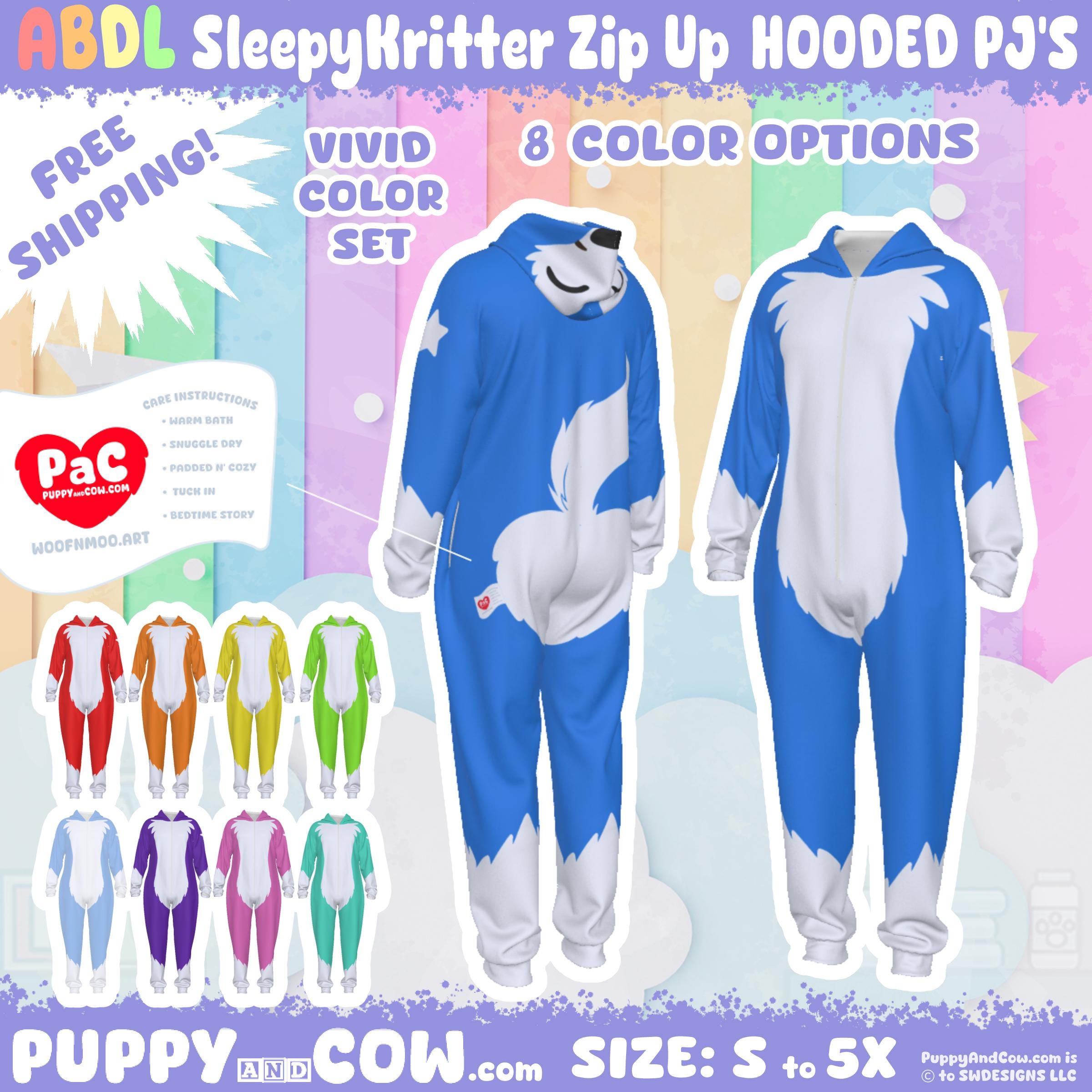 Wolf Hooded Plush Jumpsuit: Super Soft Vivid Color Pajamas REVISED SIZE S - 3X
