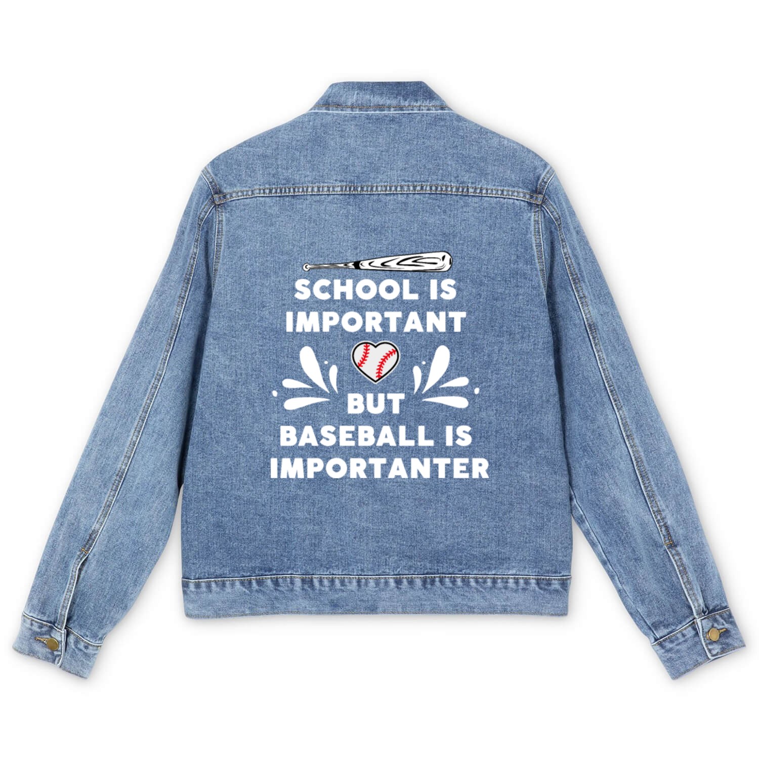 School Is Important But Baseball Is Importanter Men's Denim Jackets