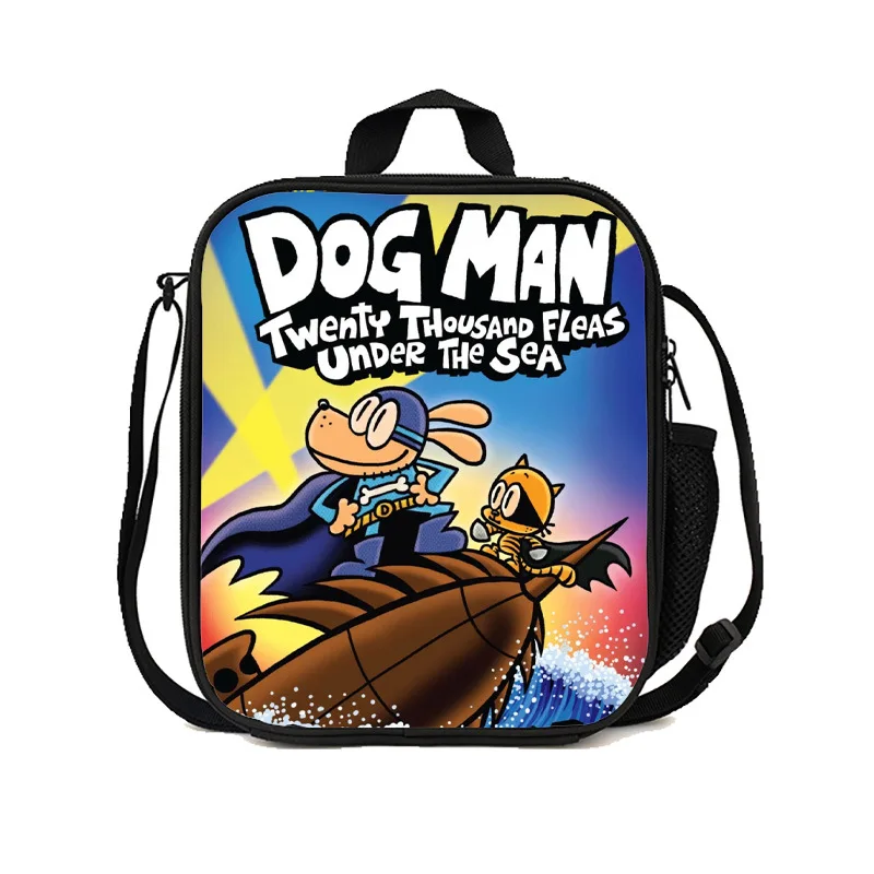 Dog Man Cartoon Insulated Kids Lunch Bag Reusable Thermal Tote Lunch Box for School Outdoor