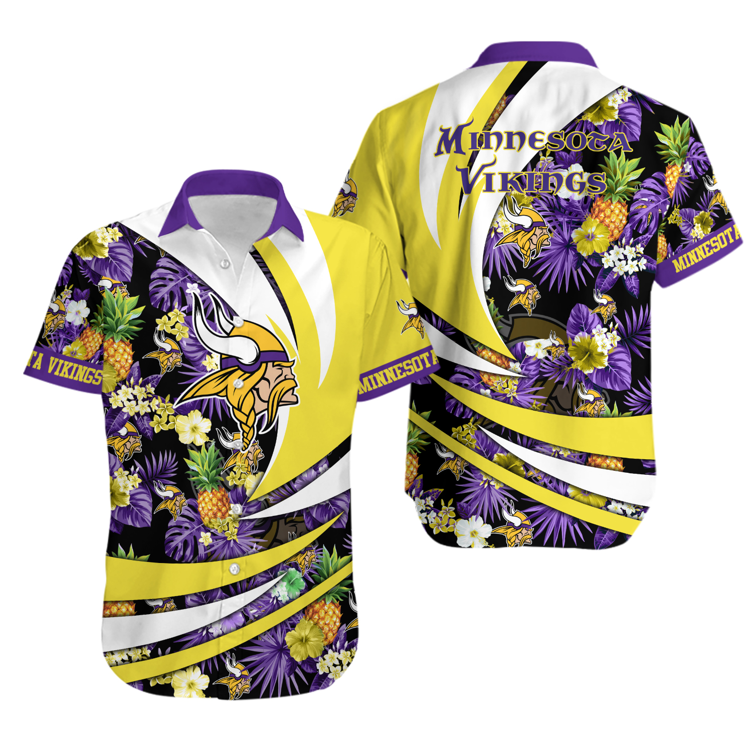Minnesota Football Team Vikingss Hawaiian Button Down Shirt