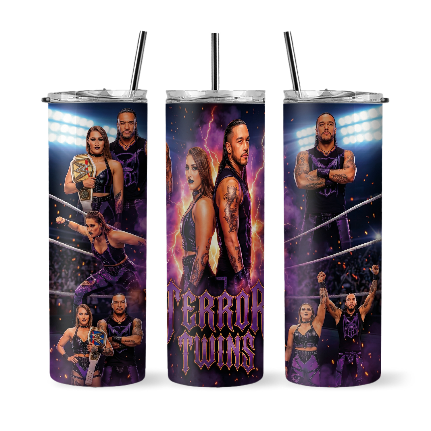 Rhea Ripley Wrestling & Damien Priest Terror Twins Cup Mug Tumbler 20oz