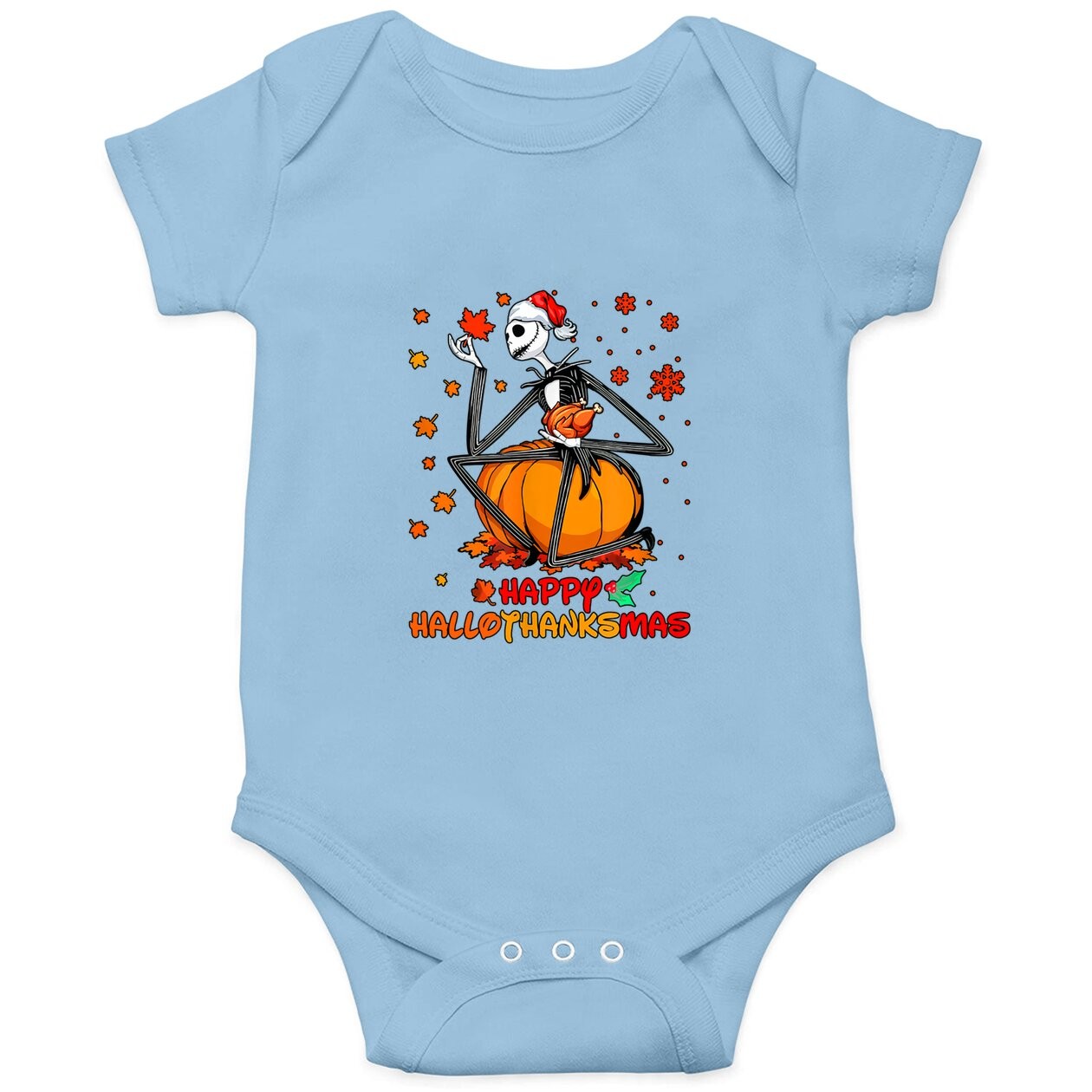 Skeleton Thankgiving Wine Happy Hallothanksmas Baby Bodysuit