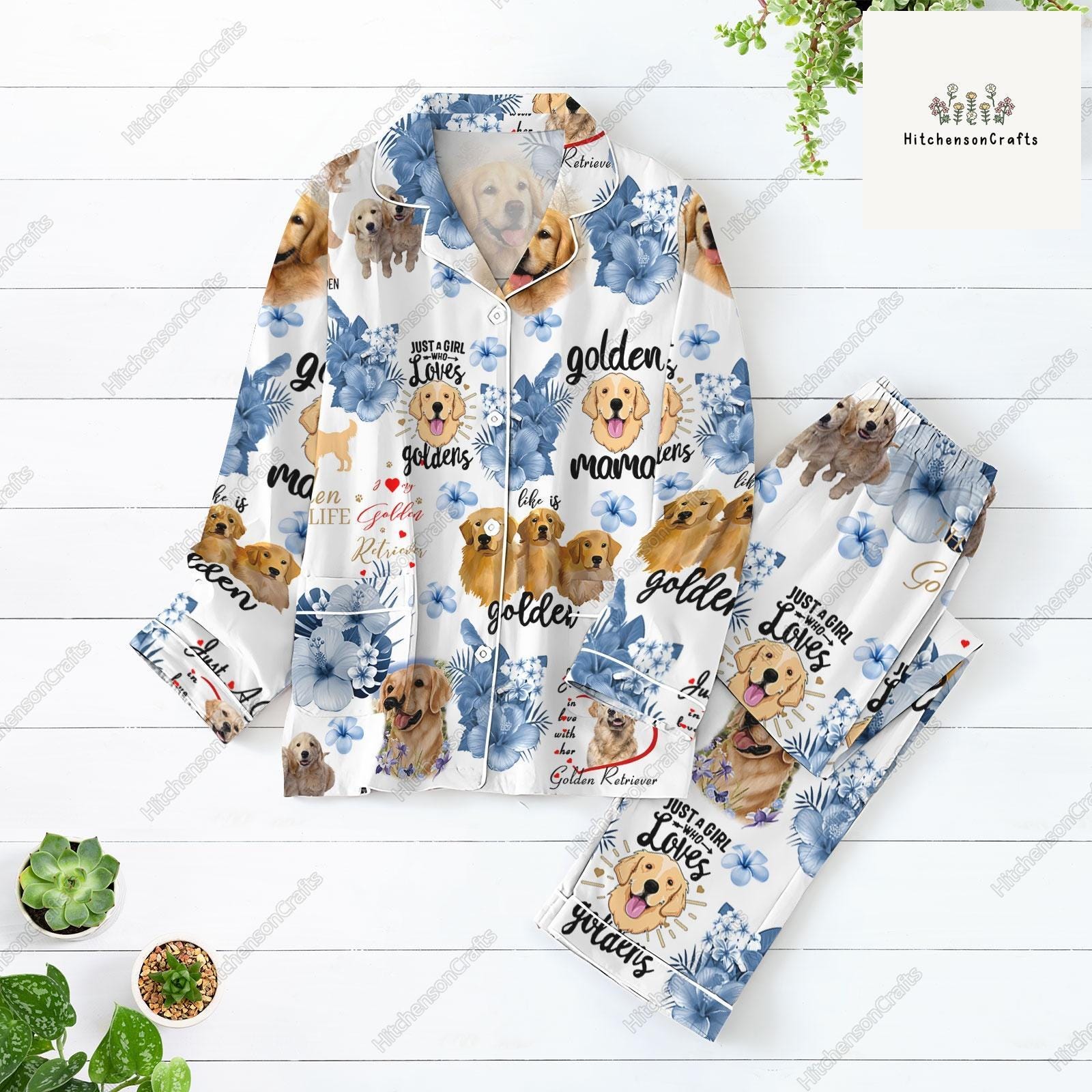 Golden Retriever Pajamas Set, Golden Retriever Pajamas Family, Golden Retriever Pajamas Christmas, Golden Retriever Pajamas, Dog Lover