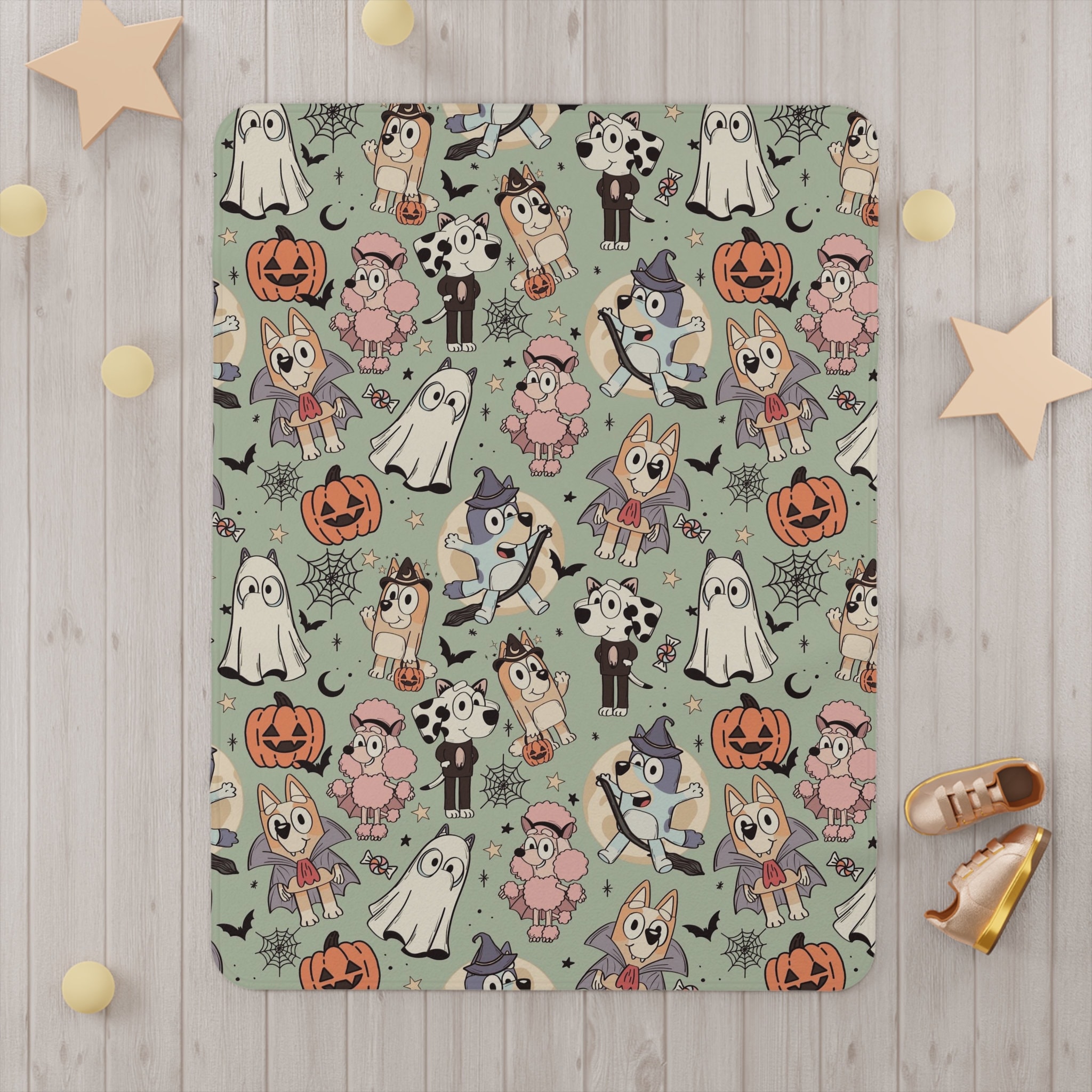 Green Blue Heeler Halloween Toddler Blanket