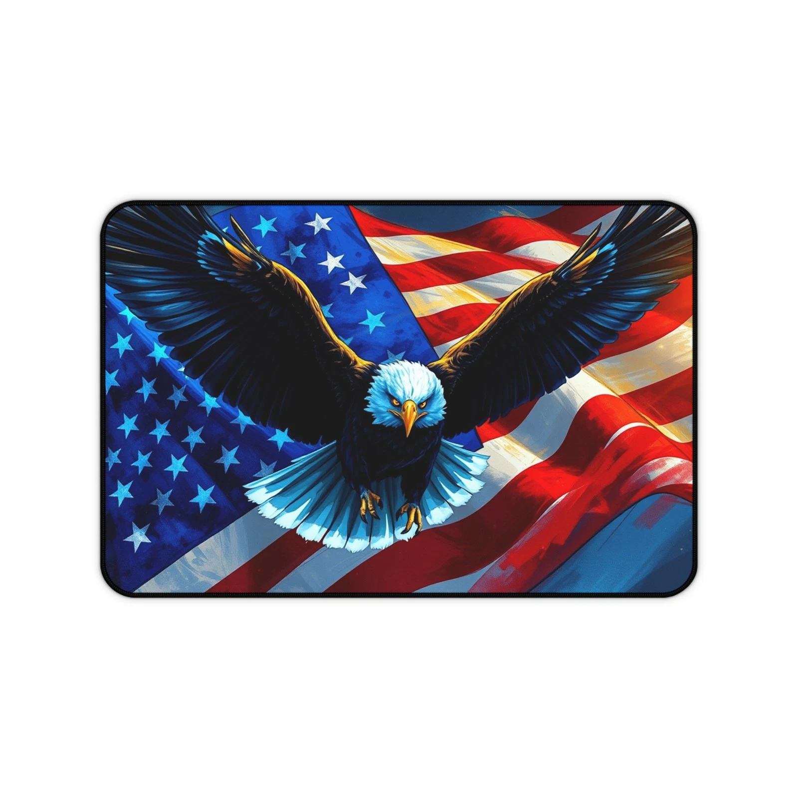 Patriotic Desk Mat with Eagle and American Flag, Premium Mouse Pad