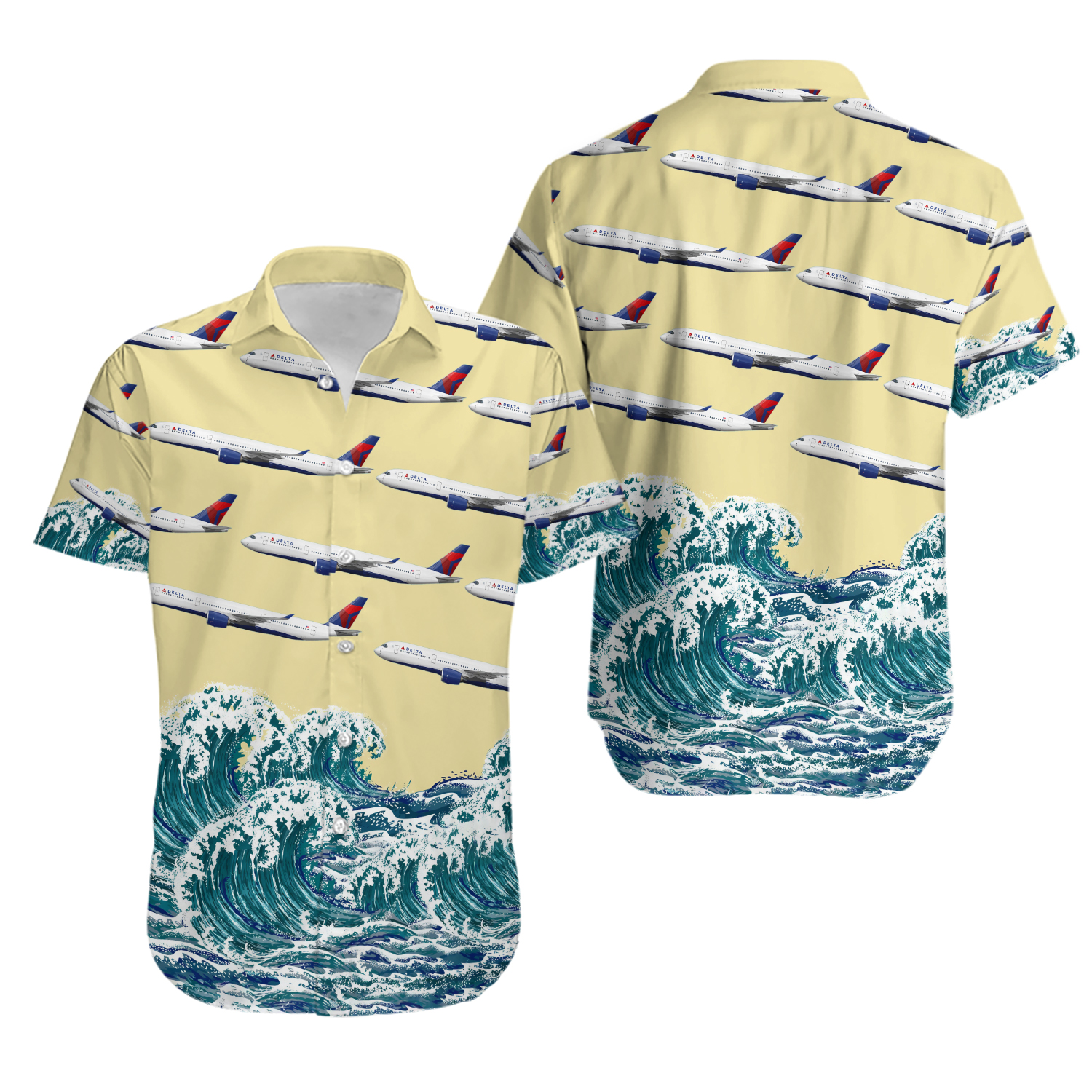 Delta Airbus A350 900 359 Button Up Aircraft Hawaiian Shirt