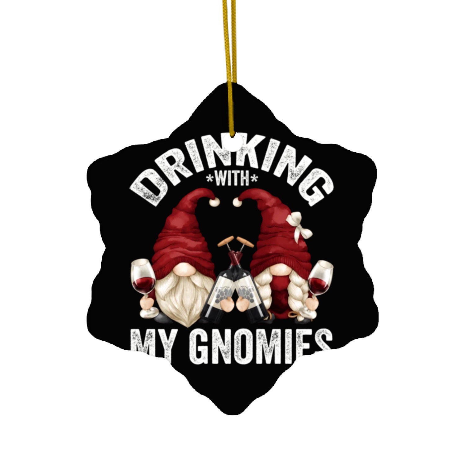 Wine Gnomes Loves Drinking With My Gnomies Gnome Ceramic Ornaments