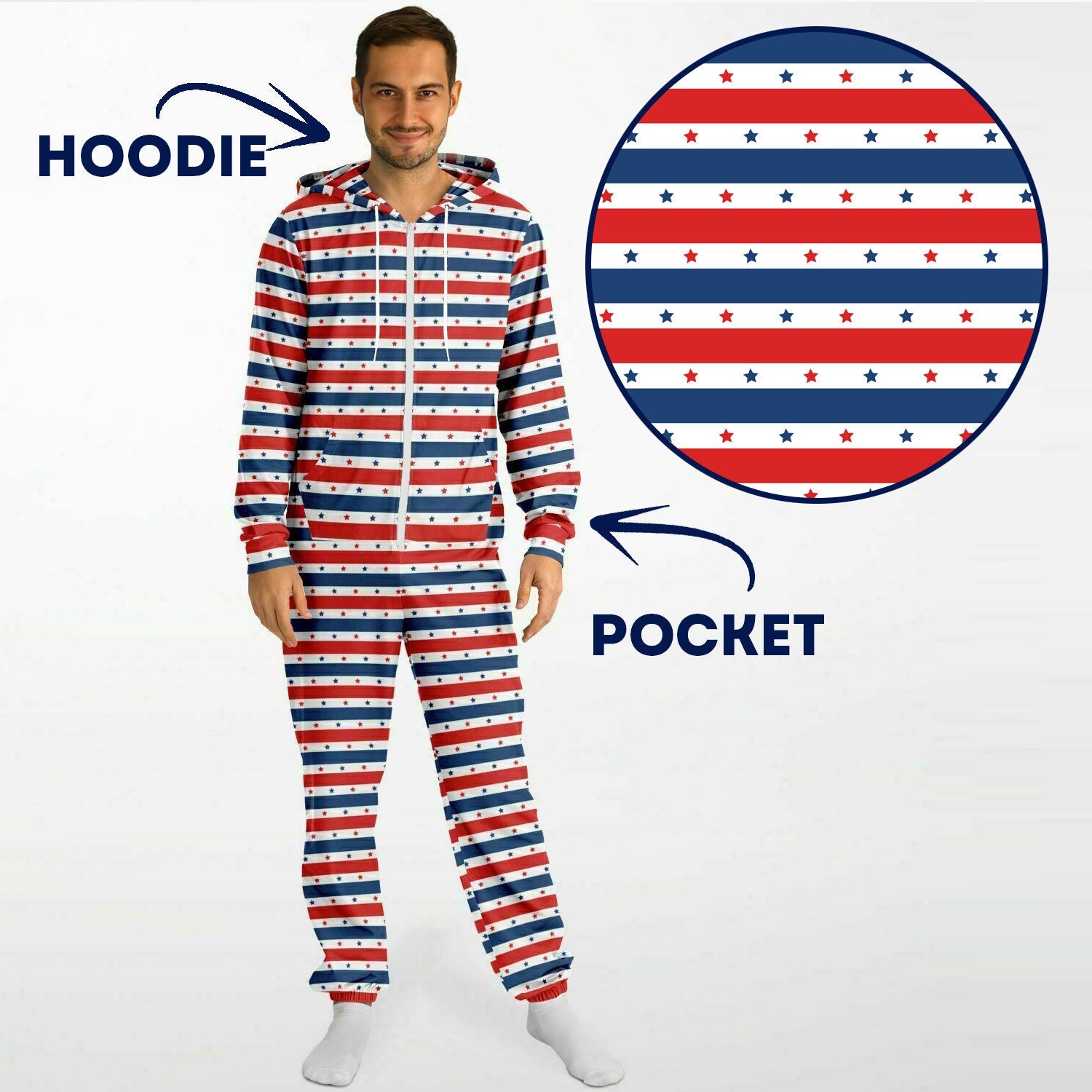 Star-spangled Hooded Jumpsuit | Adult Jumpsuit | Adult Onesie