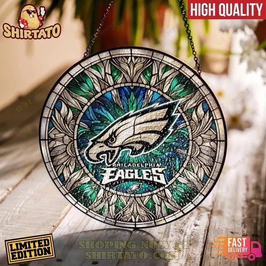 Philadelphia Football Team Eagless Suncatcher Stained Glass Window Hanging Gifts