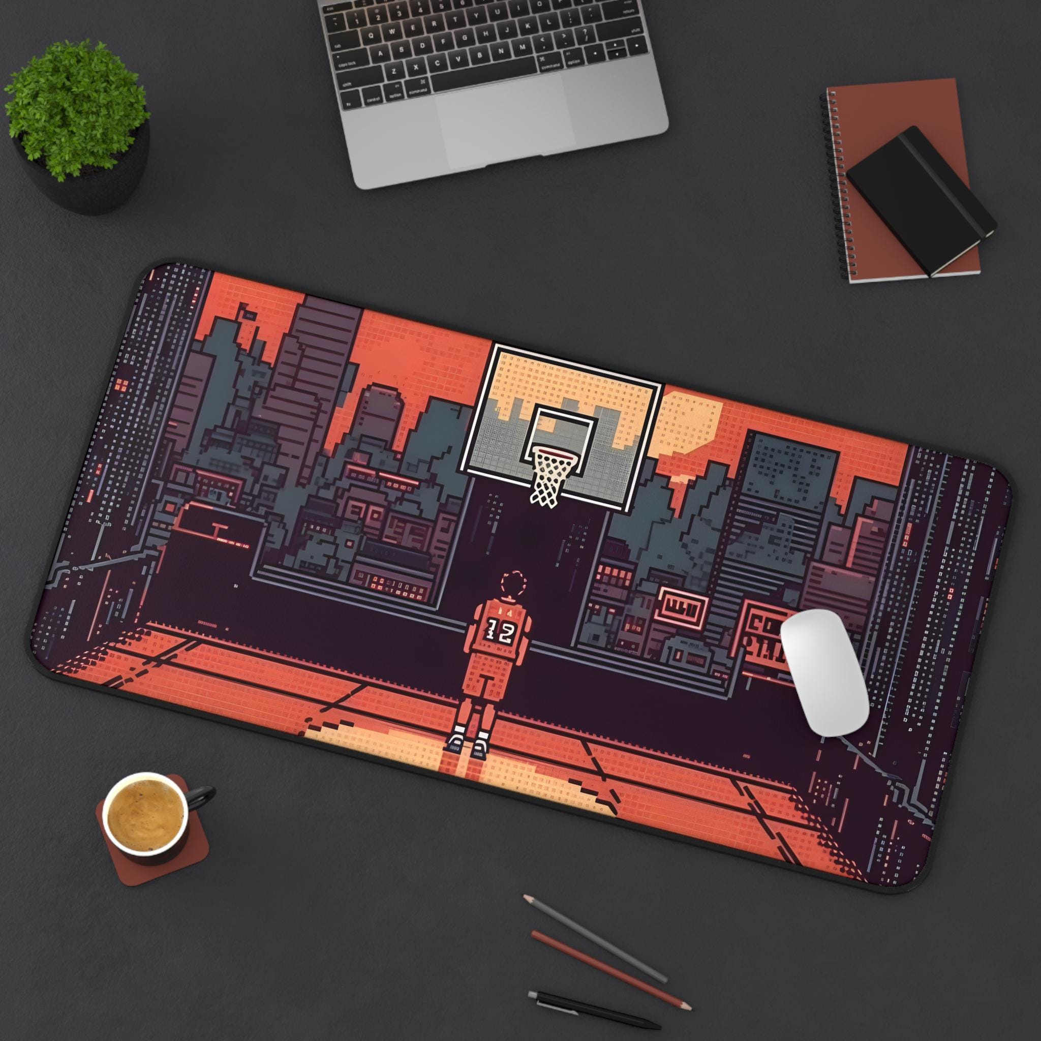 Anime Basketball Court Desk Mat: Sporty Gaming Setup