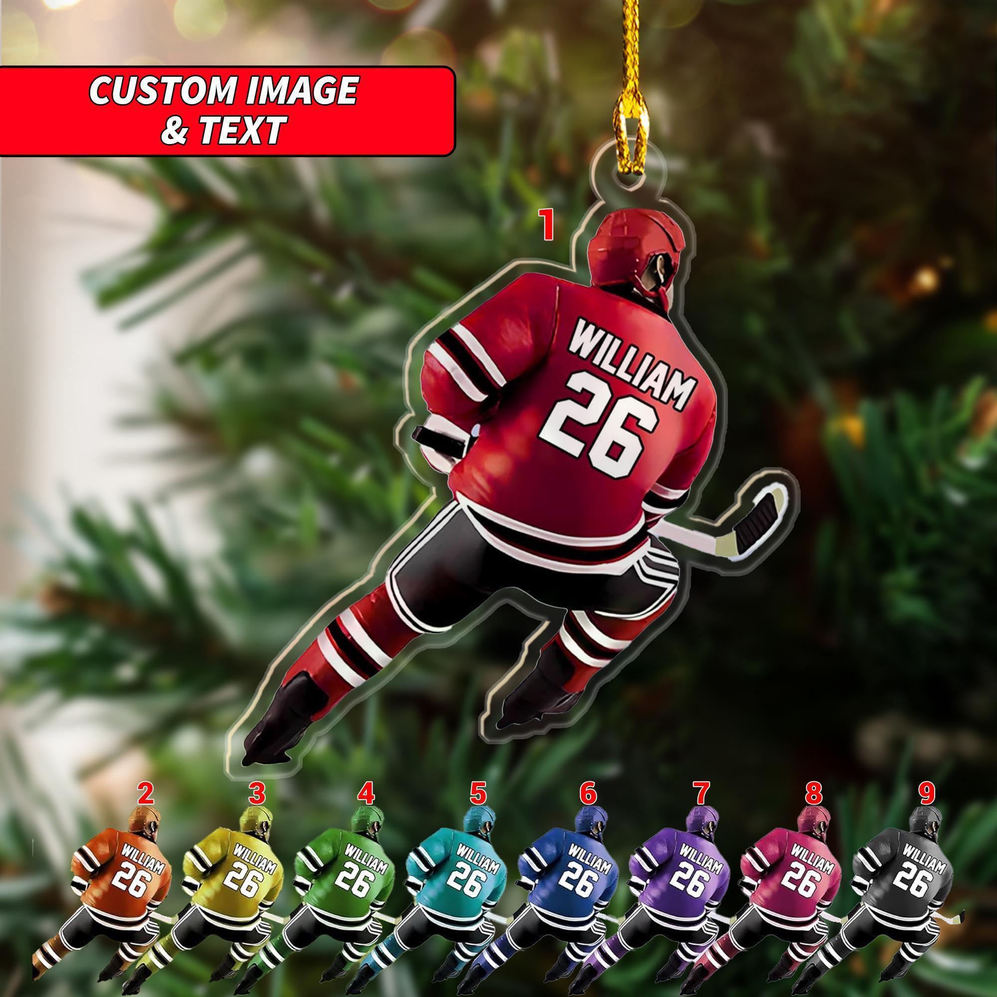 Personalized Hockey Ornament 2025, Custom Hockey Players Ornament 2025