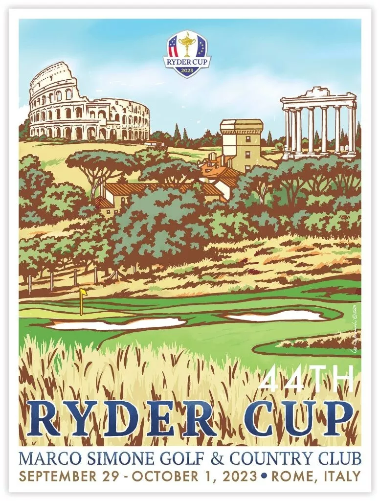 Lee Wybranski 2023 Ryder Cup Poster - Marco Simone Golf, Rome, Italy
