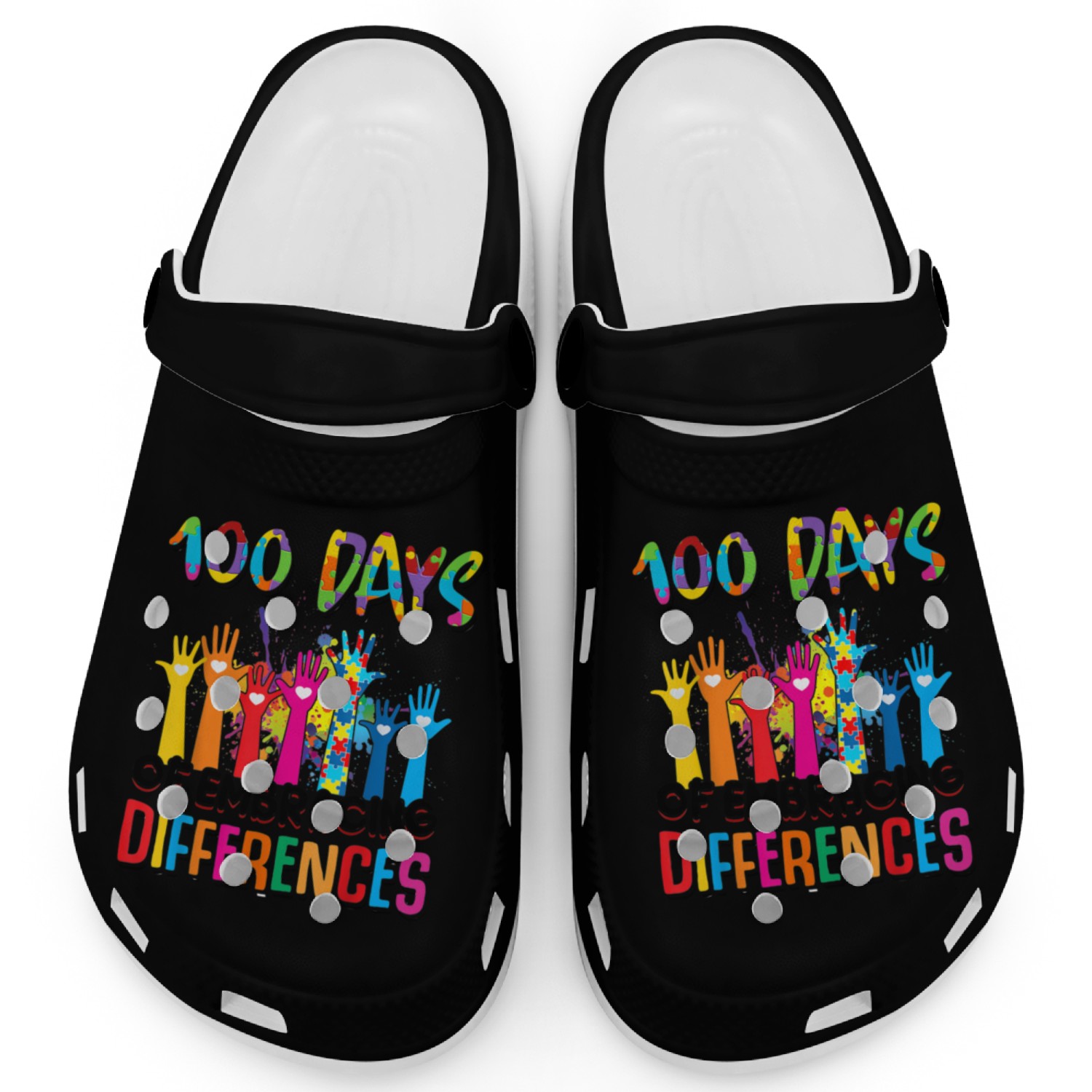 100 Days School Embrace Differences Autism Clogs