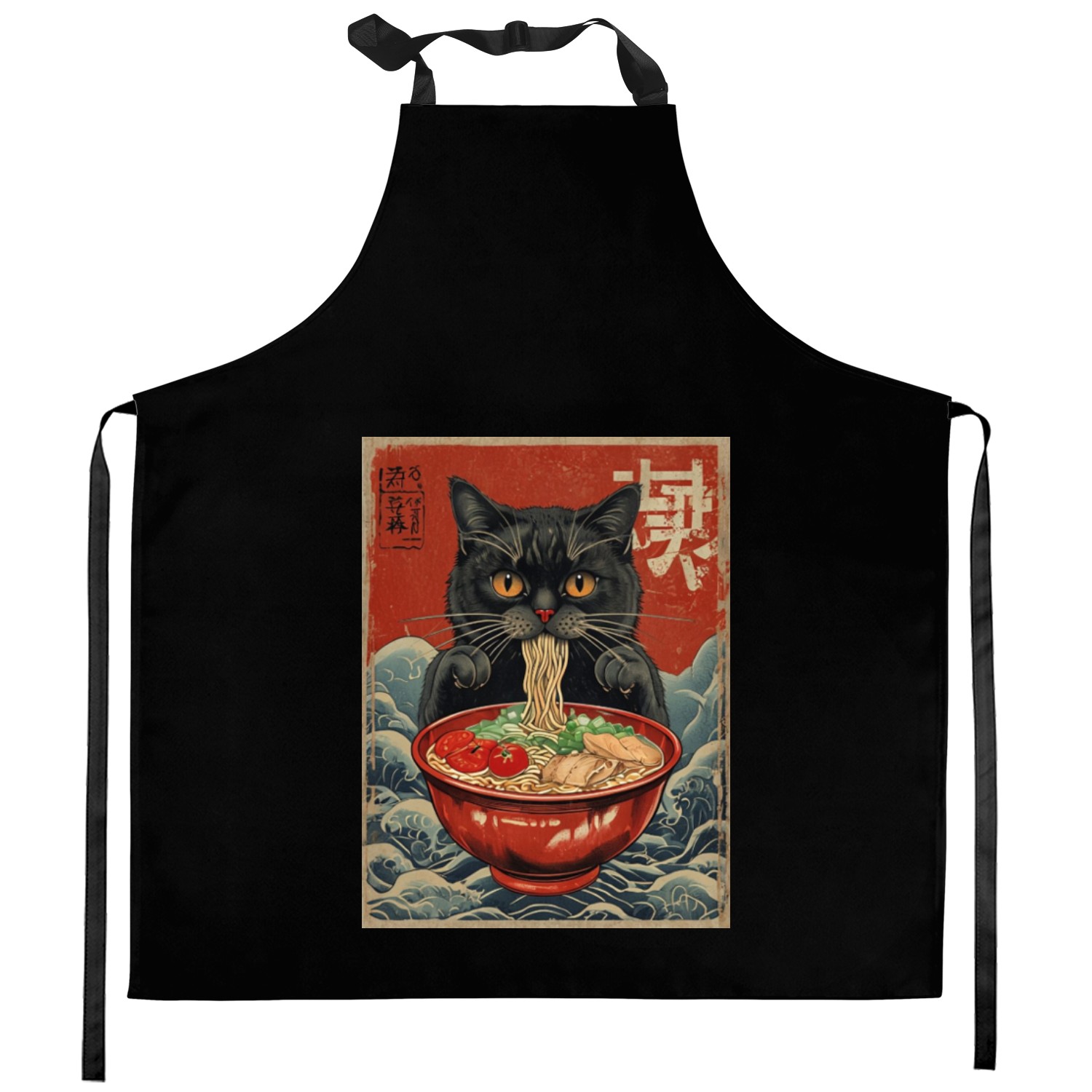 Kawaii cute Vintage Japanese Anime Manga Cat Ramen Kitchen Aprons