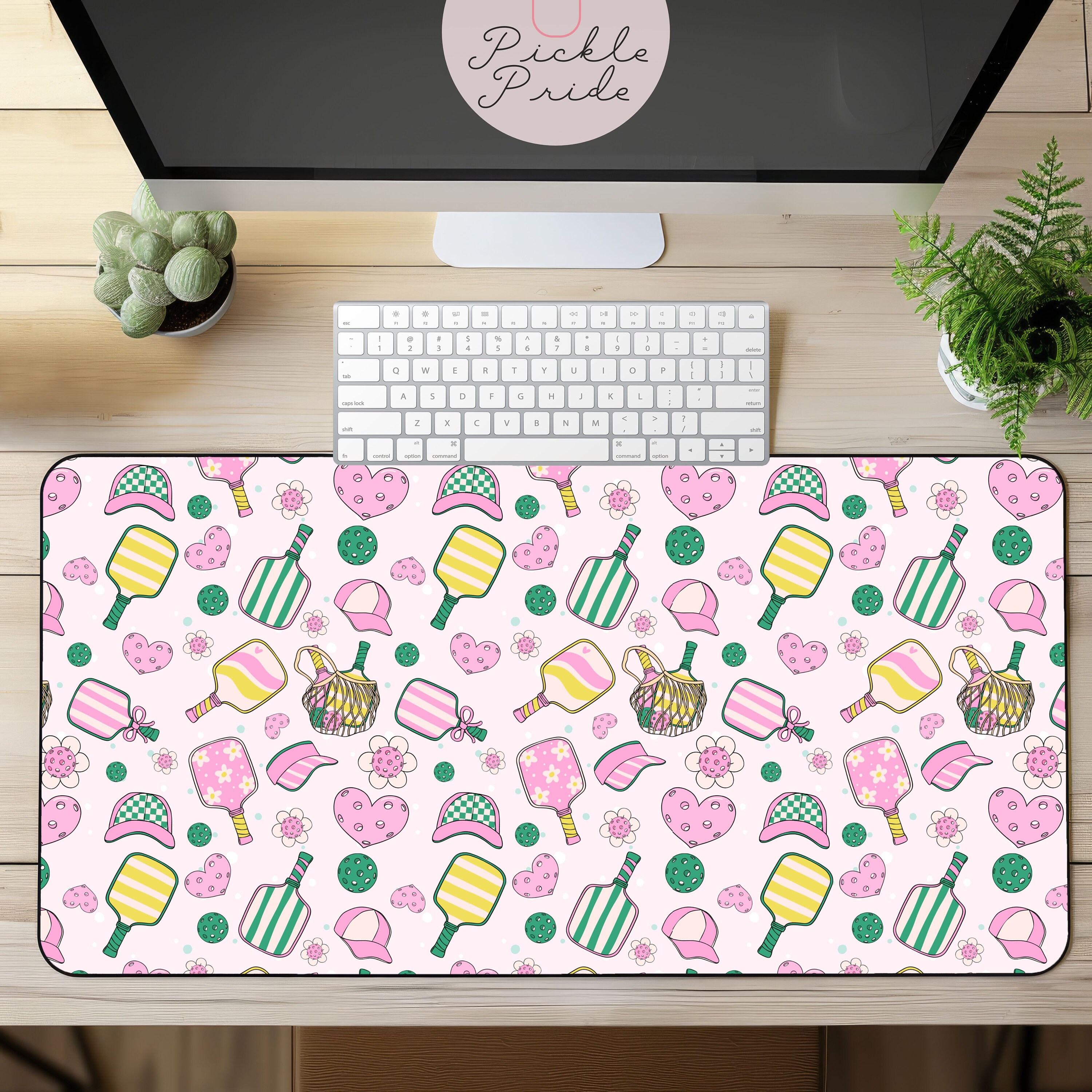 Pickleball Desk Mat, Pink Pickleball Desk Mat, Pickleball Desk Decor, Office Decor