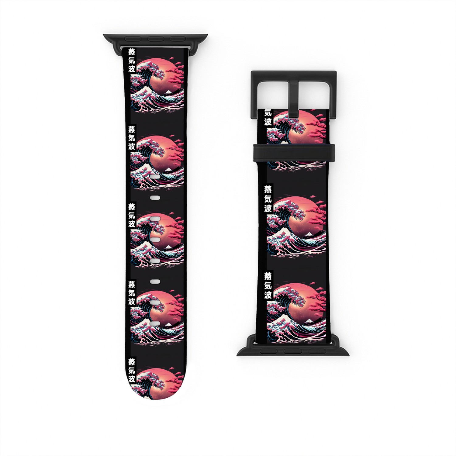 Japanese Art Great Wave Kanagawa Retrowave Style Watch Bands For Apple Watch