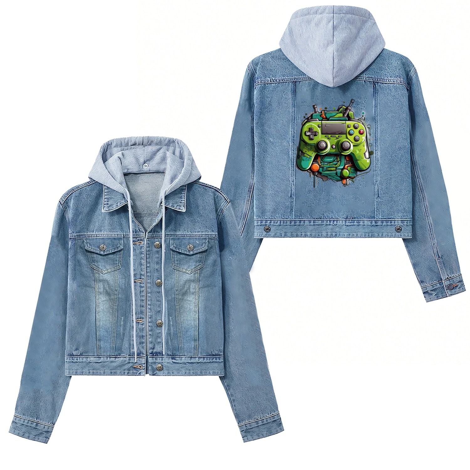 Unleash Adventure with the Green Game Console Women's Denim Jackets