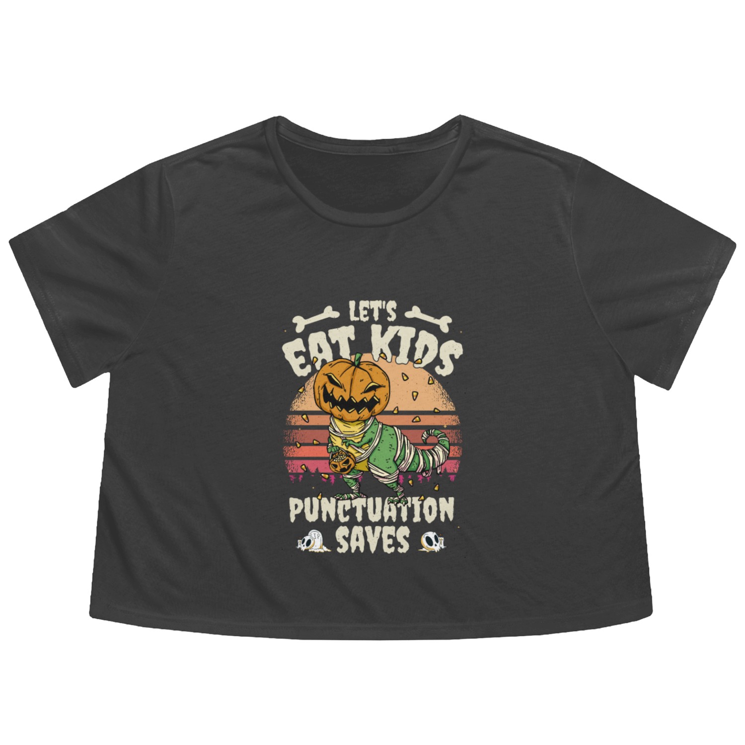 Halloween Costume Teacher Lets Eat Kids Flowy Cropped Tees