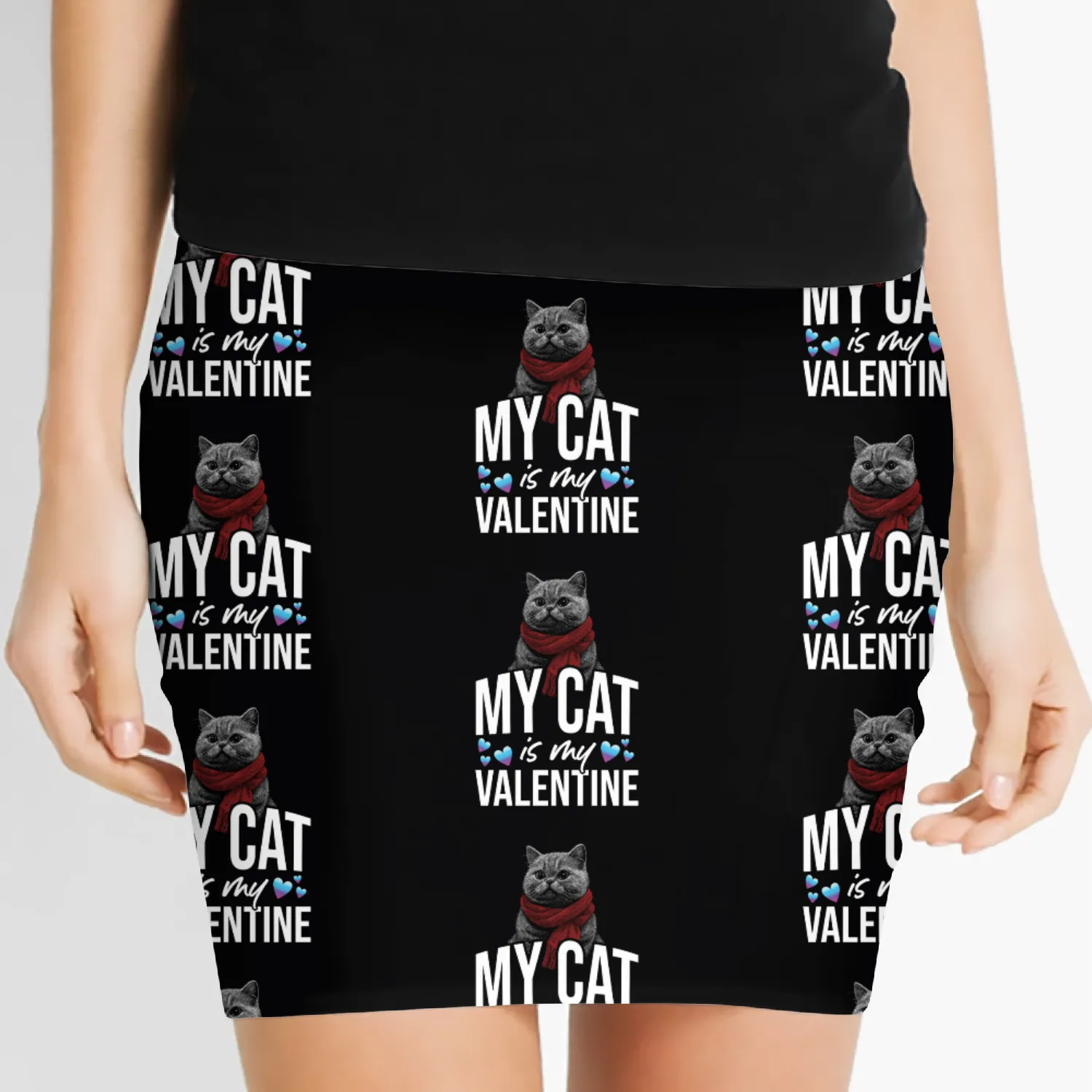 My Cat Is My Valentine Date Cute Kitten Women's Mini Skirts