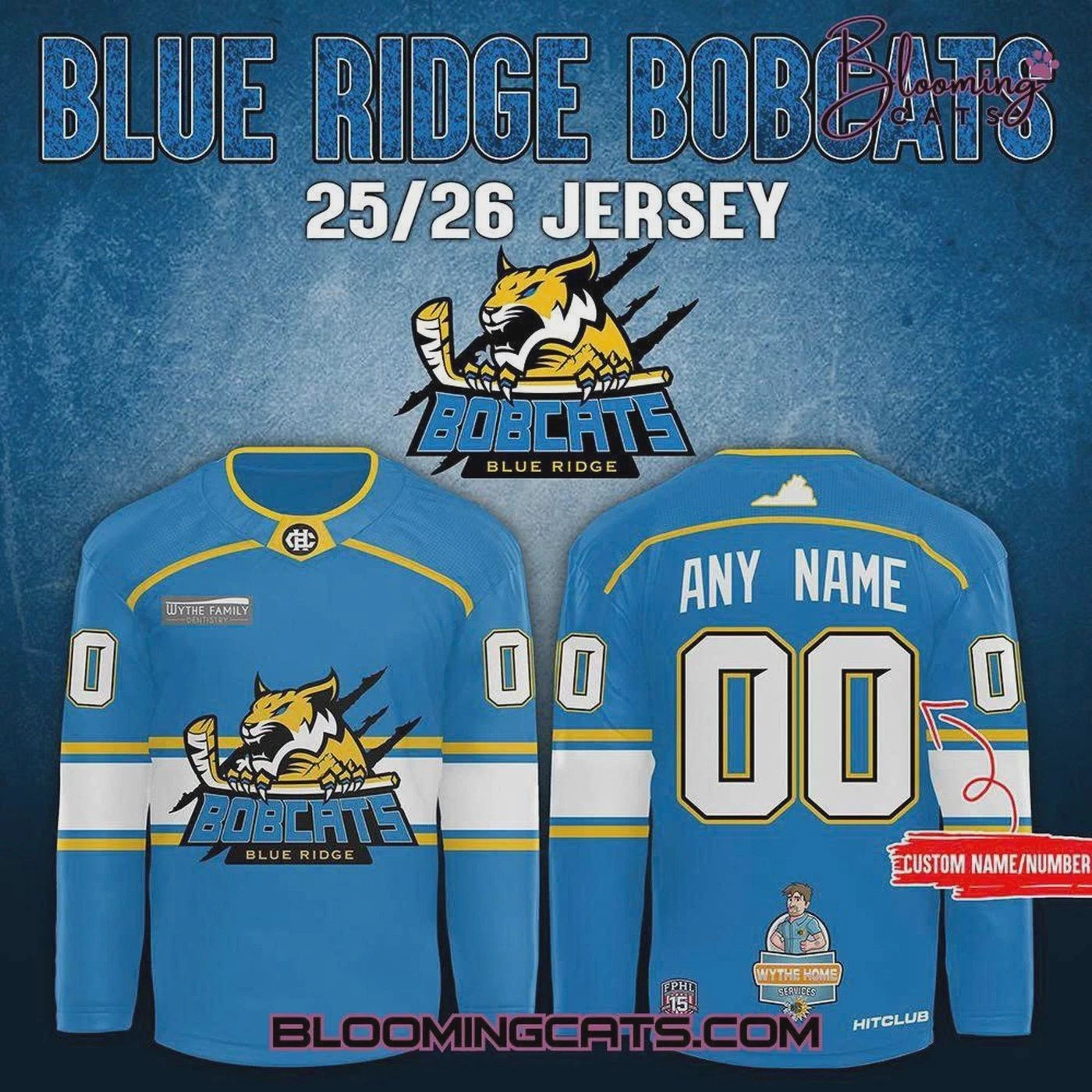 Personalized Blue Ridge Bobcats Pro Hockey Jersey