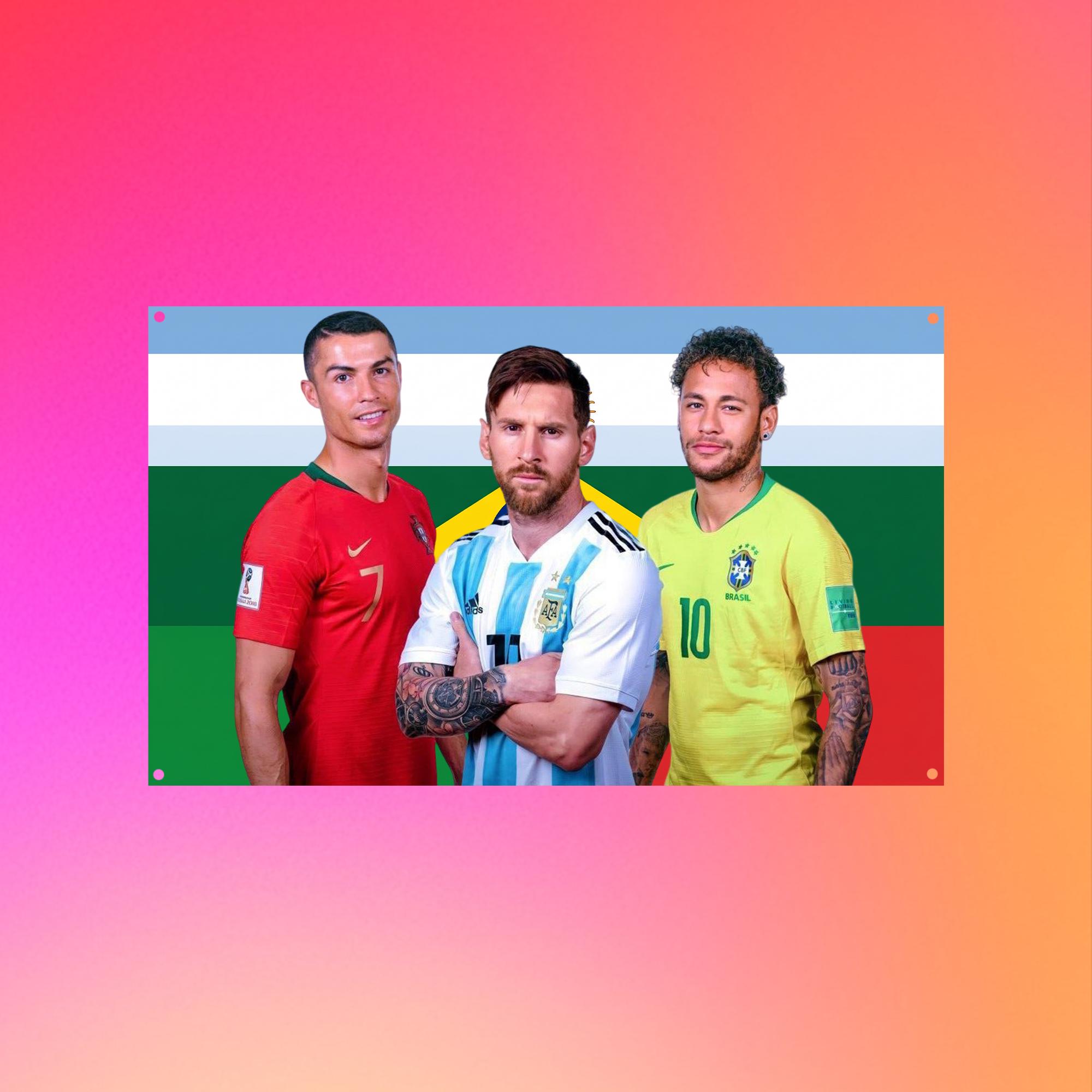 Ronaldo Messi Neymar Flag, One Last Dance 2026 Tapestry, Football Legends Wall Decor, Soccer Fan Flag