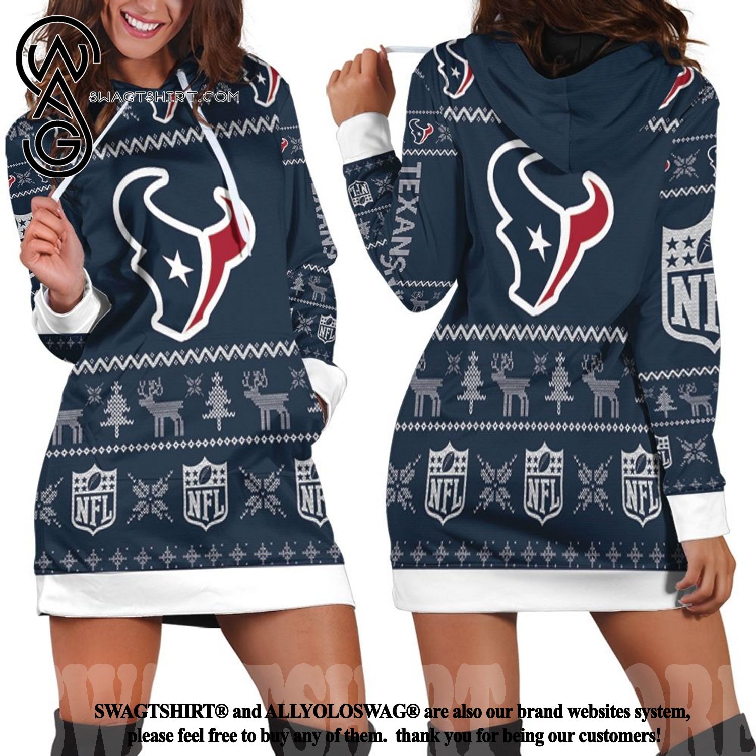 football Houston Texans Holiday Women Hoodie Dress