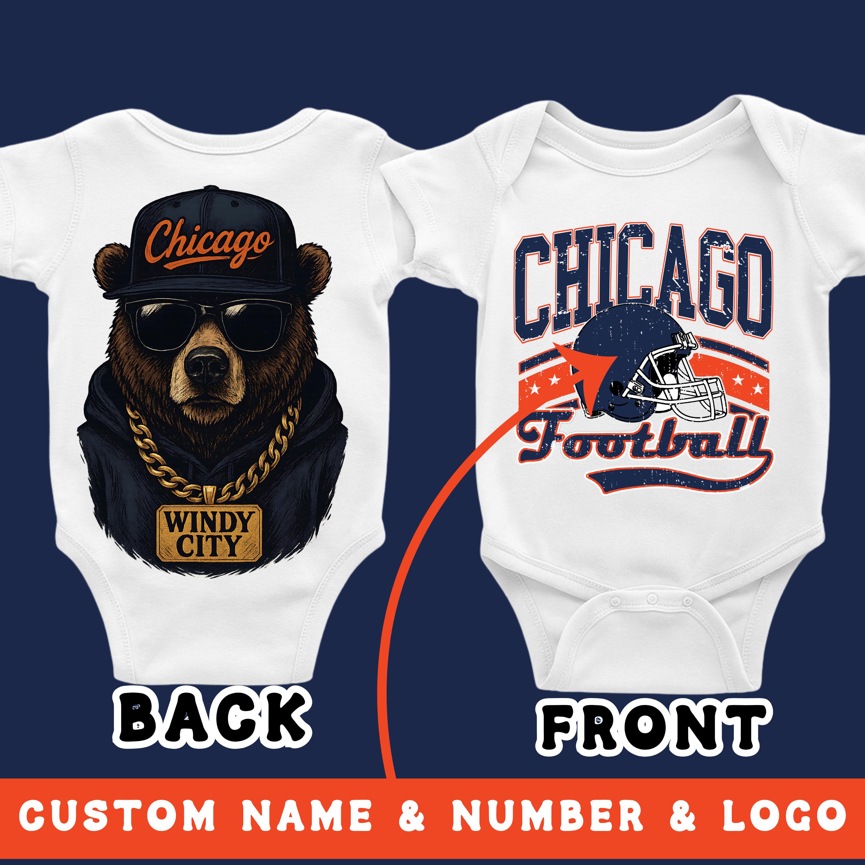 Personalized Chicago Football Shirt: Custom Baby Onesie, Toddler Tee