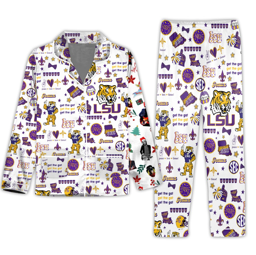 NCAA LSU Tigers Premium Pajamas Set