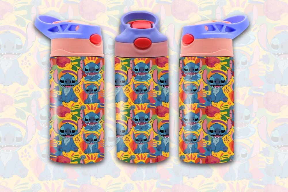 Blue Koala 12 oz Wrap, Seamless Pattern Cup design for Kids, back to school flip top