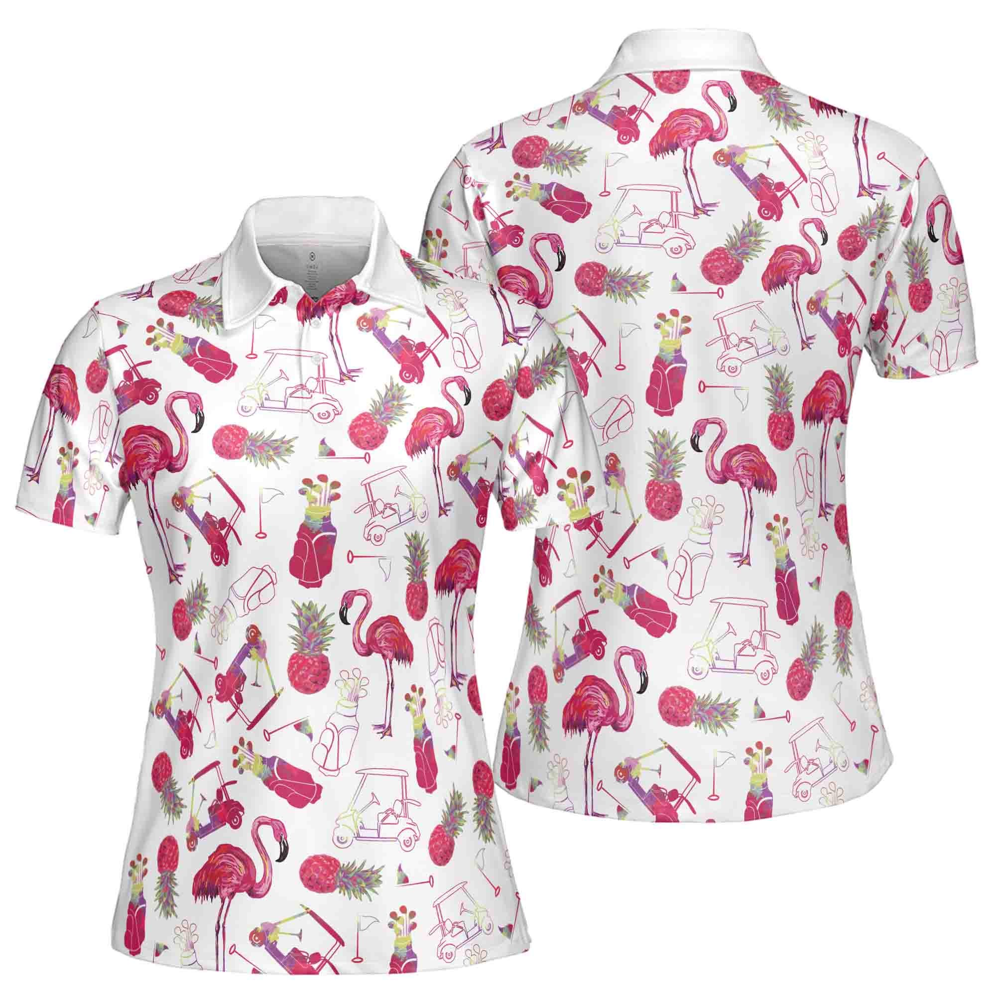 Women's Flamingo and Golf Summer Polo Shirt