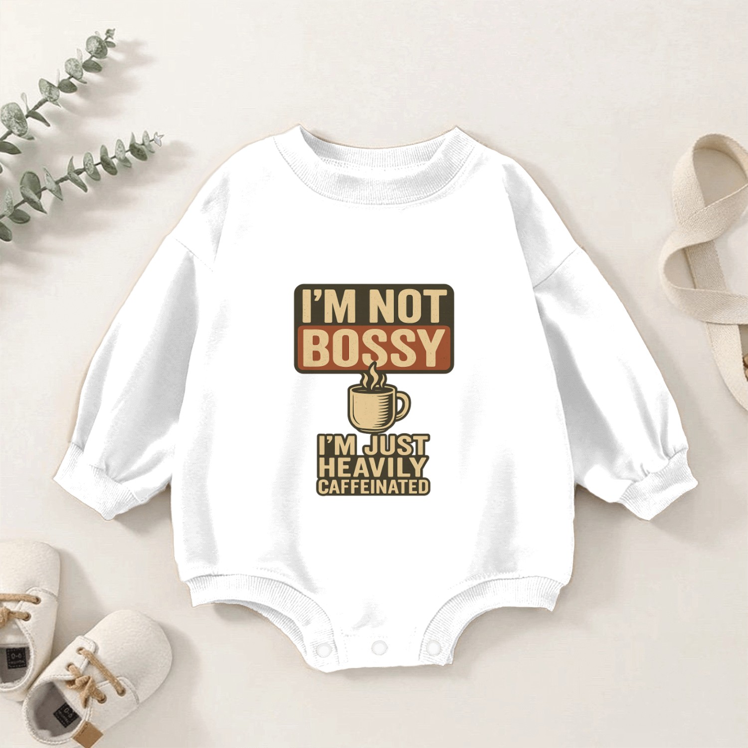 Heavily Caffeinated Quote Design Baby Romper Sweatshirts