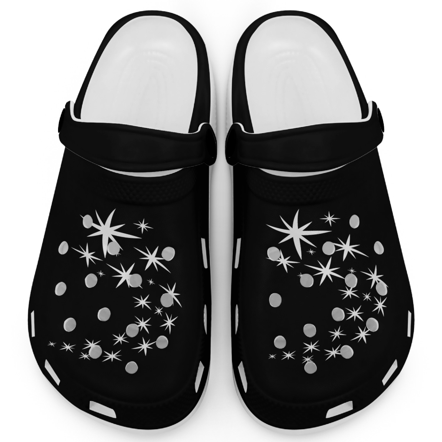 Starry White Design Clogs