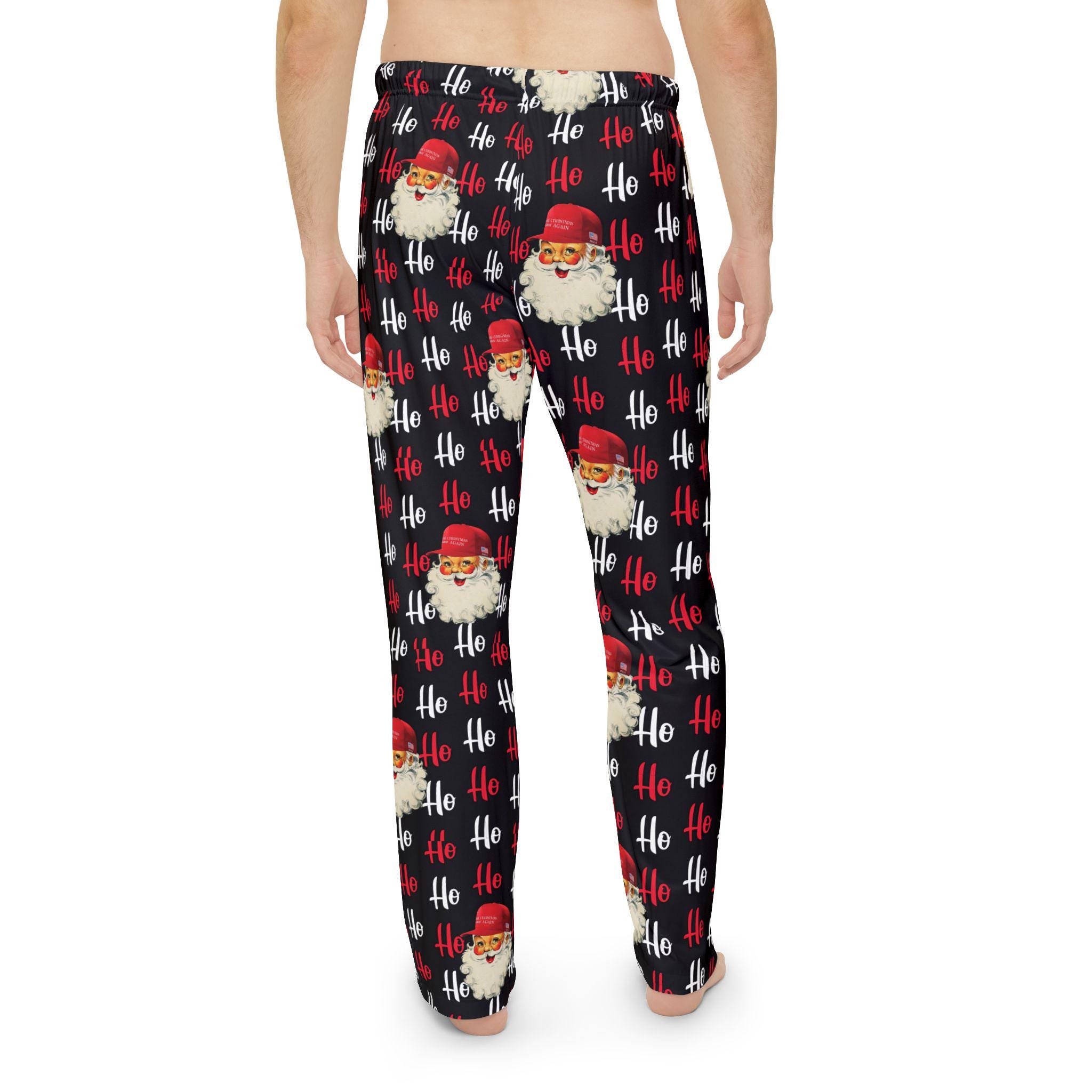 Trump Maga Santa Men's Pajama Pants, Cozy Sleepwear, Lounge Pants, Holiday Sleepwear, Cartoon Print Santa Pajamas