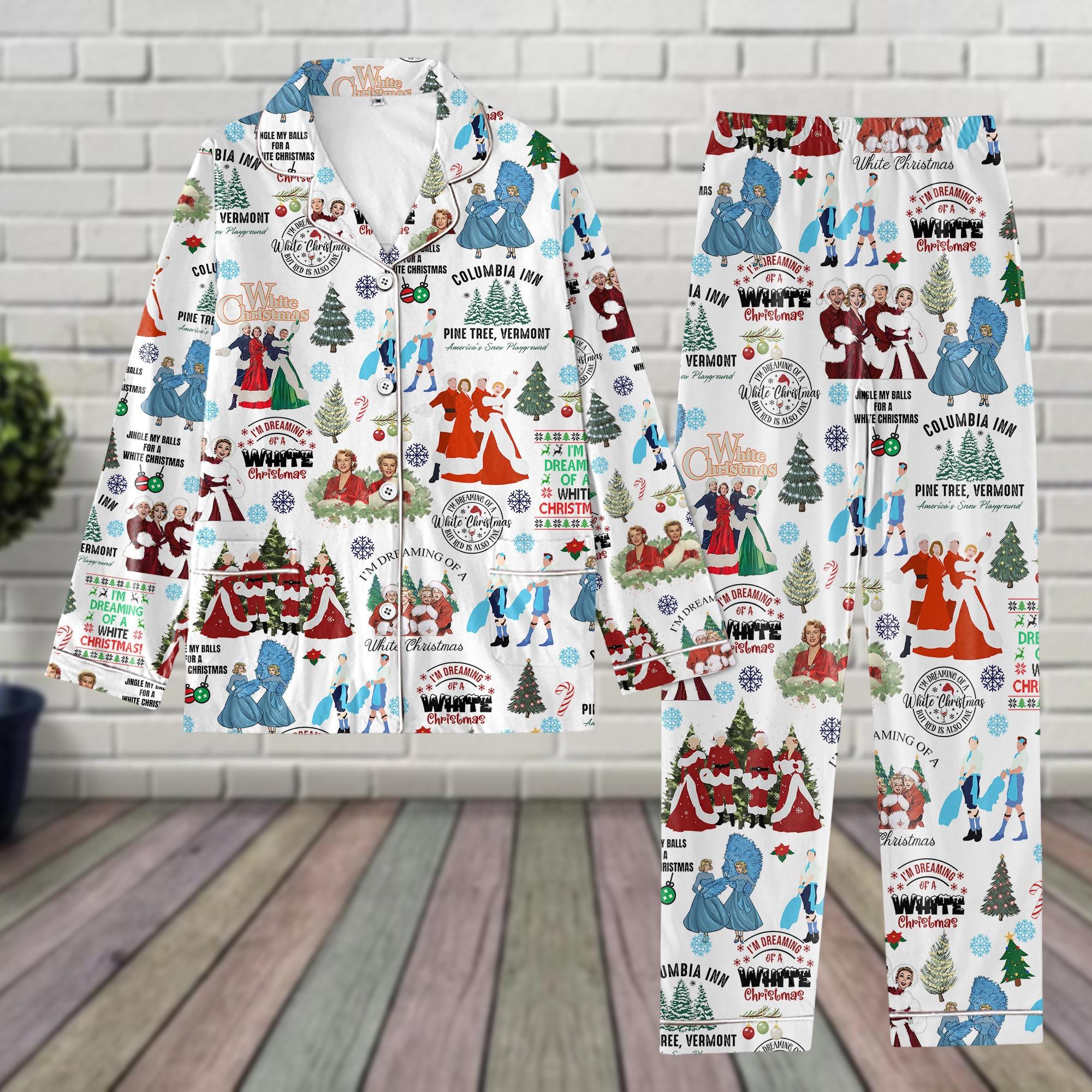 White Christmas Pajamas Set, White Christmas Movie, Christmas Song Pjs, Christmas Movie Pajamas Family, 90s Movie Pajamas For Girls