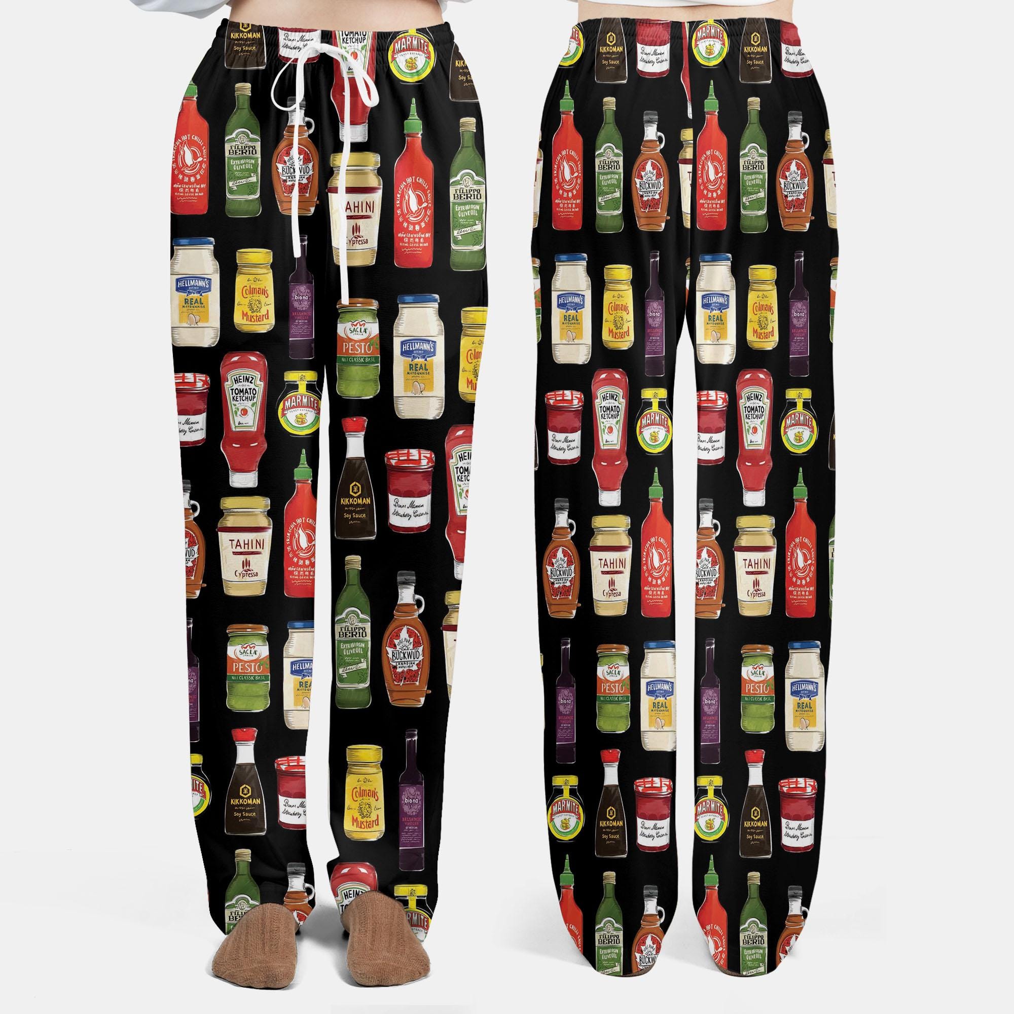 Halloween Condiments Pajama Pants, Ketchup & Ranch Matching Lounge Pants, Costume Party Pajamas