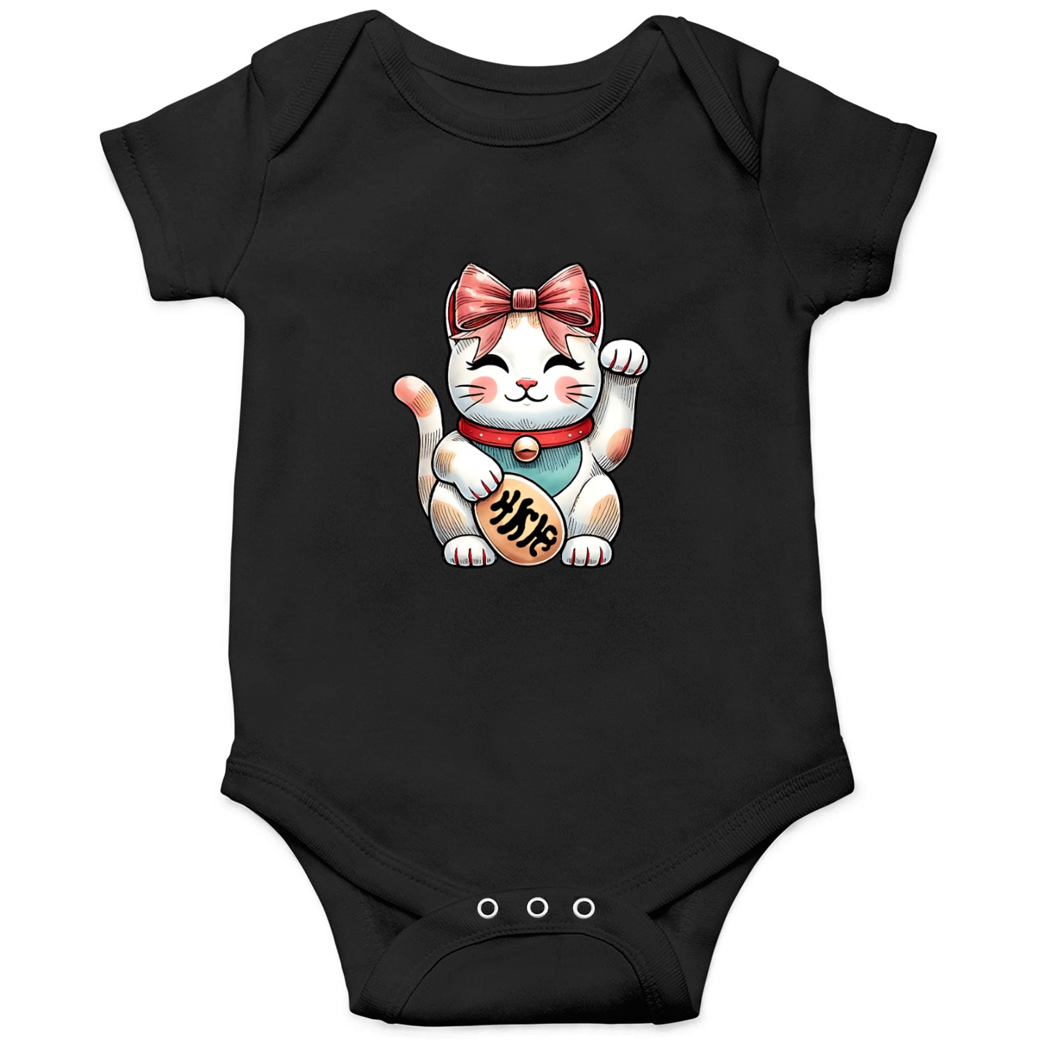 Coquette Bow Maneki Neko Japanese Cat Lucky Pink Onesies